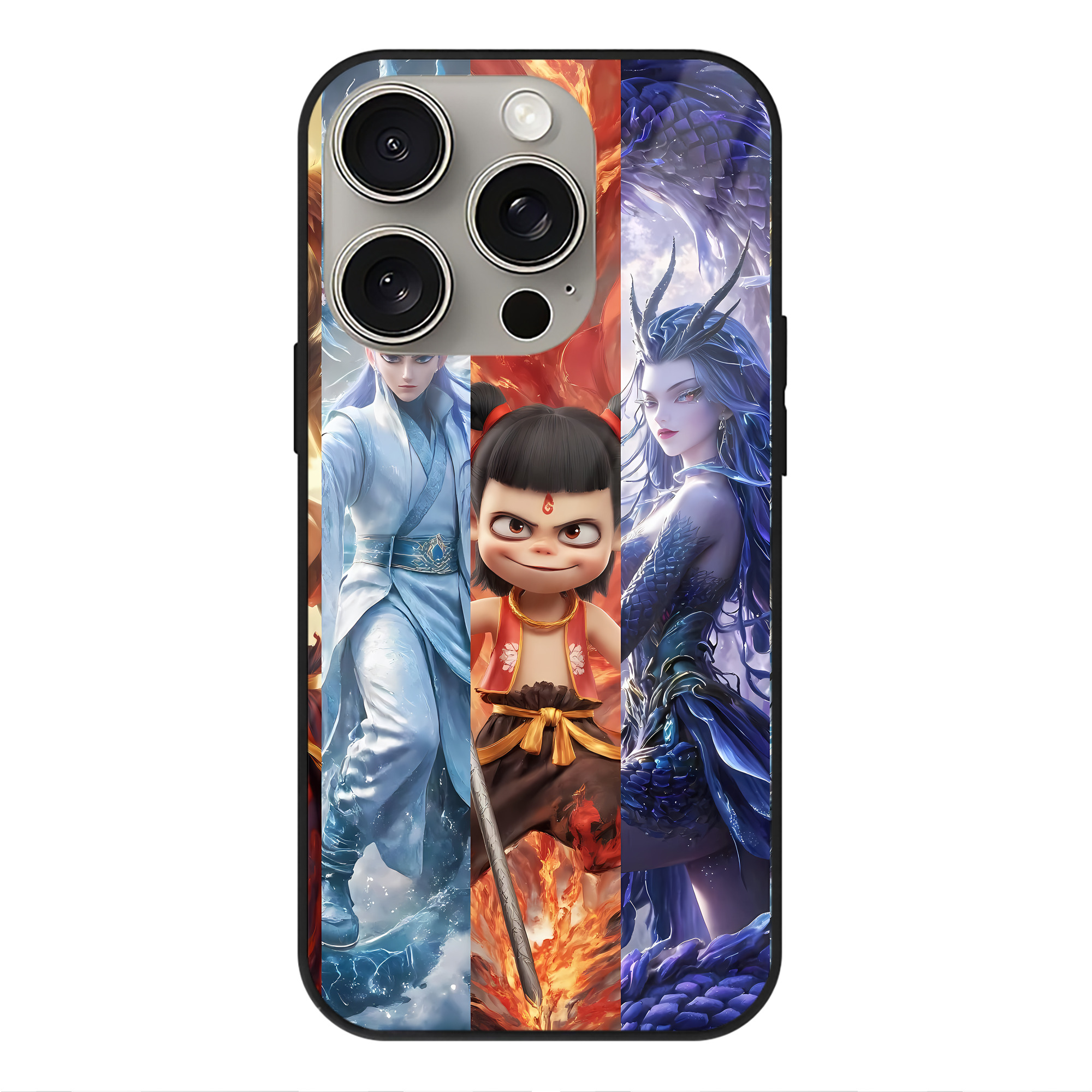 （画像用） Ne Zha 2 ナタ 魔童の大暴れ 【iPhone15Pro対応】スマホケース 耐衝撃＆黄変防止 背面ガラス