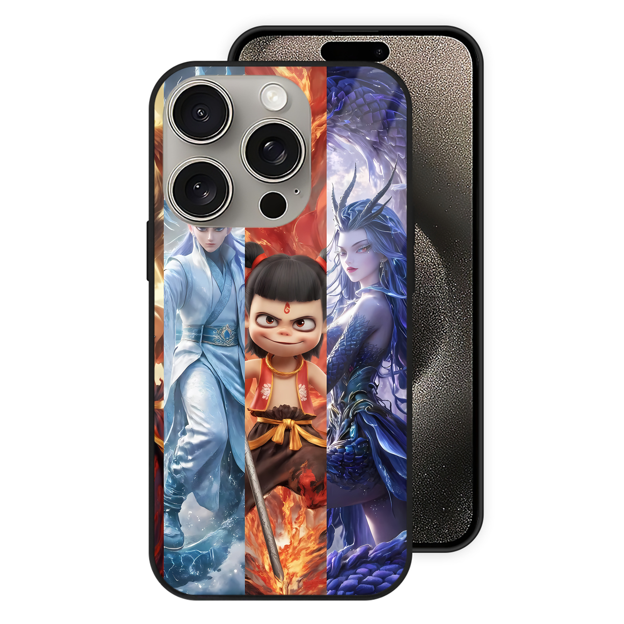 （画像用） Ne Zha 2 ナタ 魔童の大暴れ 【iPhone15Pro対応】スマホケース 耐衝撃＆黄変防止 背面ガラス