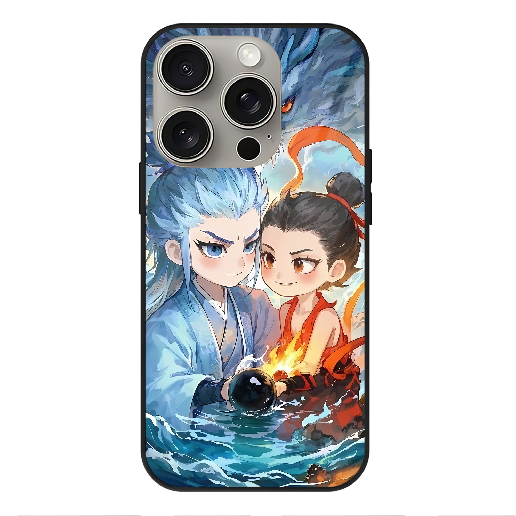 （画像用） Ne Zha 2 ナタ 魔童の大暴れ 【iPhone15Pro対応】スマホケース 耐衝撃＆黄変防止 背面ガラス