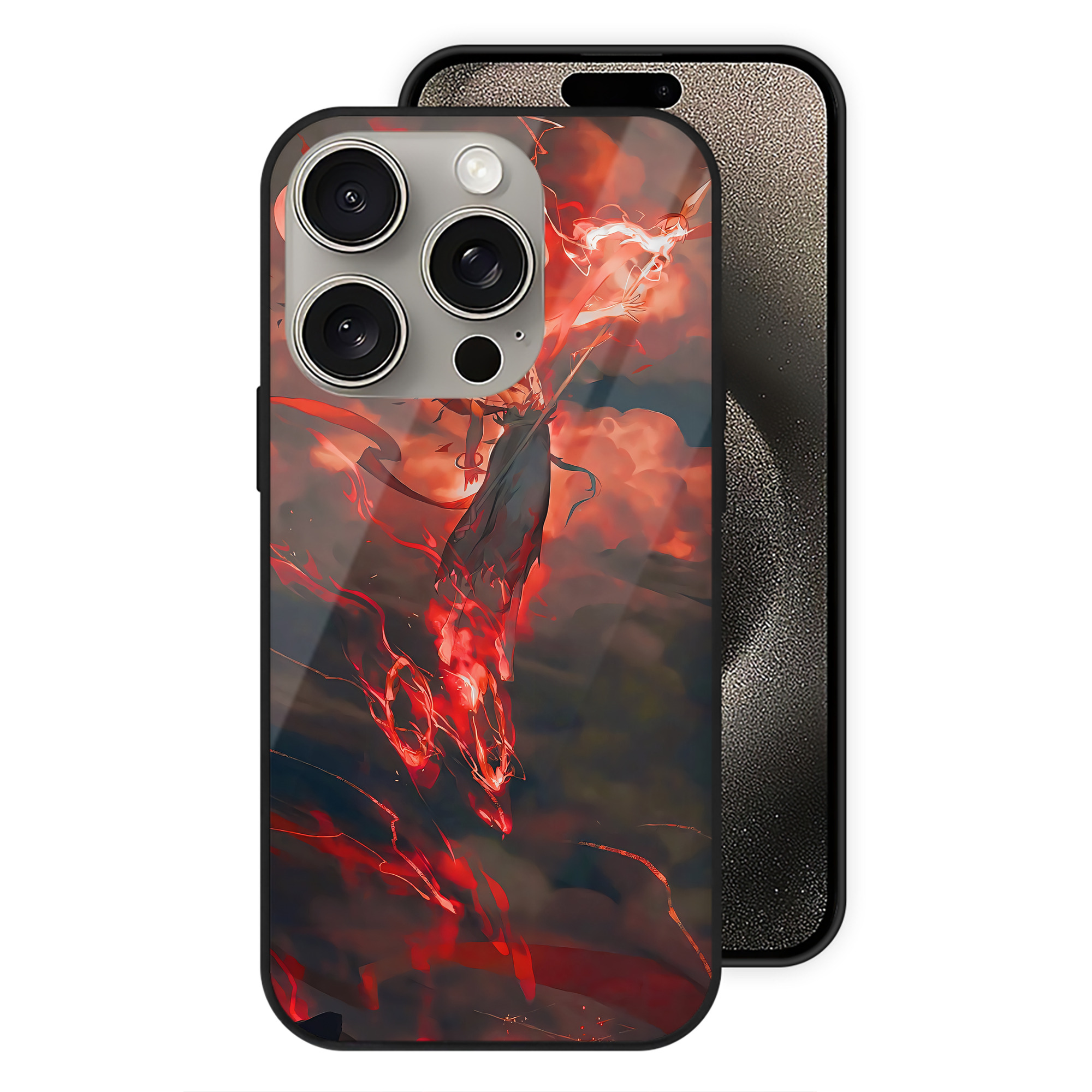（画像用） Ne Zha 2 ナタ 魔童の大暴れ 【iPhone15Pro対応】スマホケース 耐衝撃＆黄変防止 背面ガラス