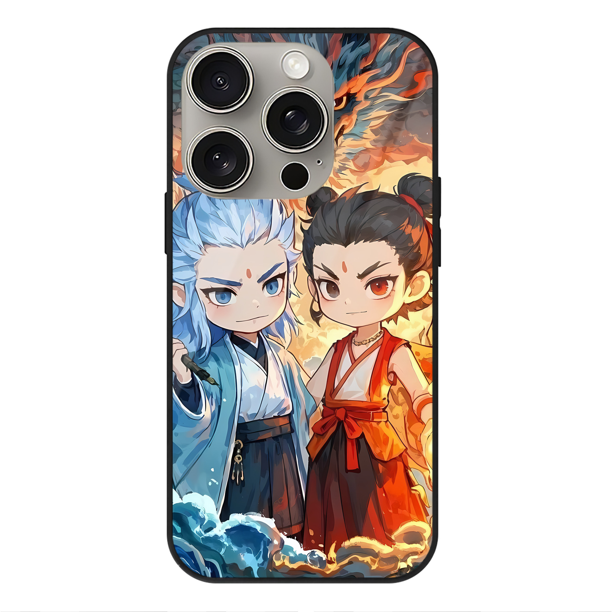 （画像用） Ne Zha 2 ナタ 魔童の大暴れ 【iPhone15Pro対応】スマホケース 耐衝撃＆黄変防止 背面ガラス