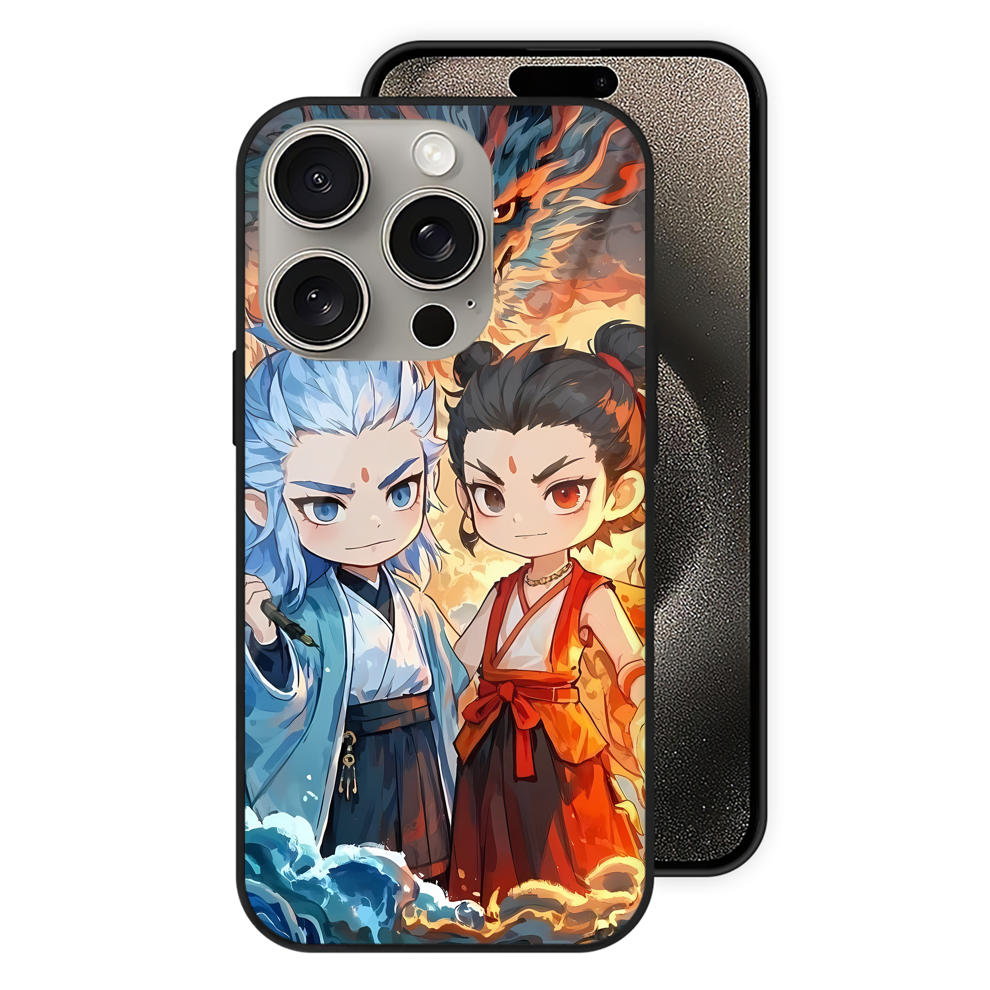 （画像用） Ne Zha 2 ナタ 魔童の大暴れ 【iPhone15Pro対応】スマホケース 耐衝撃＆黄変防止 背面ガラス