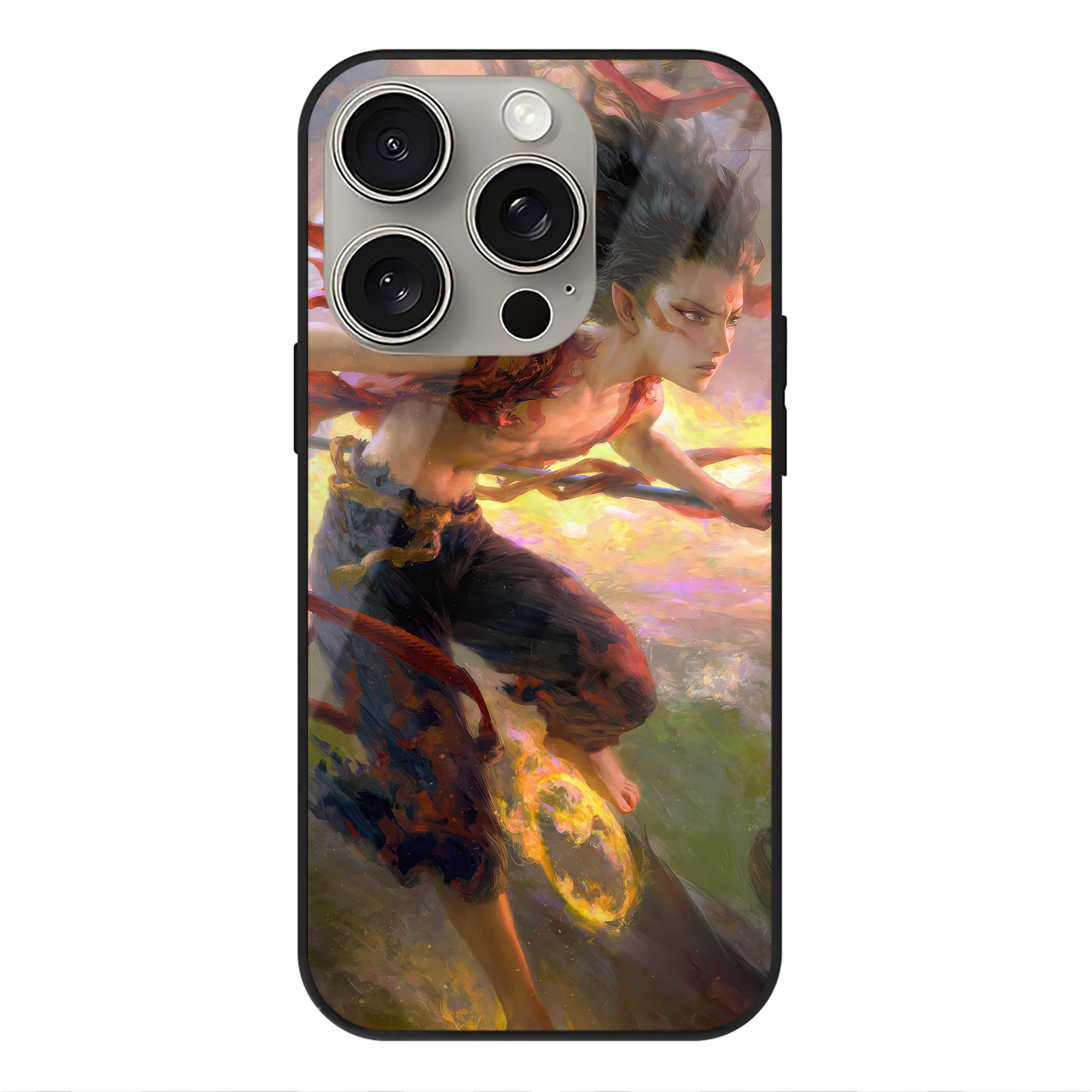 （画像用） Ne Zha 2 ナタ 魔童の大暴れ 【iPhone15Pro対応】スマホケース 耐衝撃＆黄変防止 背面ガラス