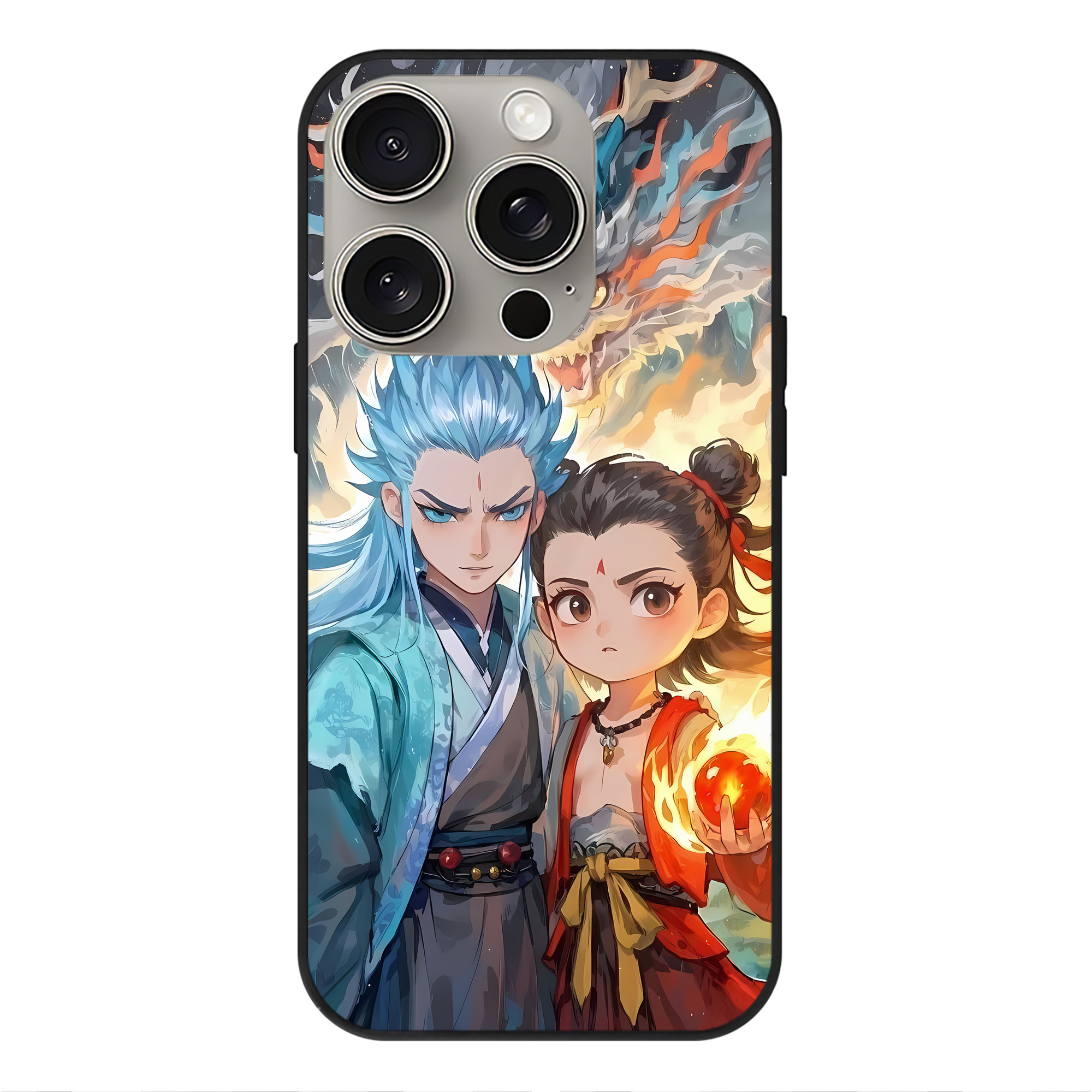 （画像用） Ne Zha 2 ナタ 魔童の大暴れ 【iPhone15Pro対応】スマホケース 耐衝撃＆黄変防止 背面ガラス