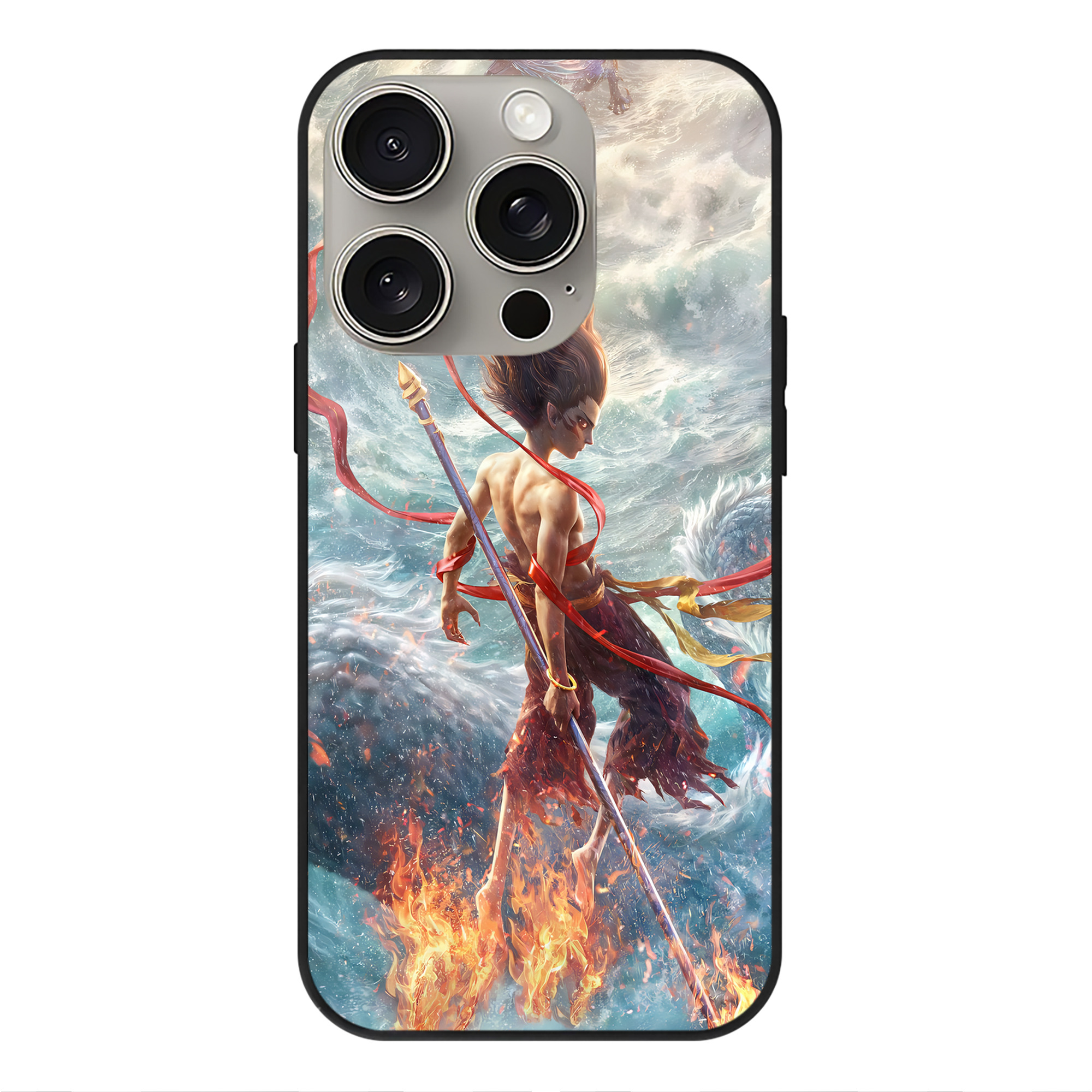 （画像用） Ne Zha 2 ナタ 魔童の大暴れ 【iPhone15Pro対応】スマホケース 耐衝撃＆黄変防止 背面ガラス