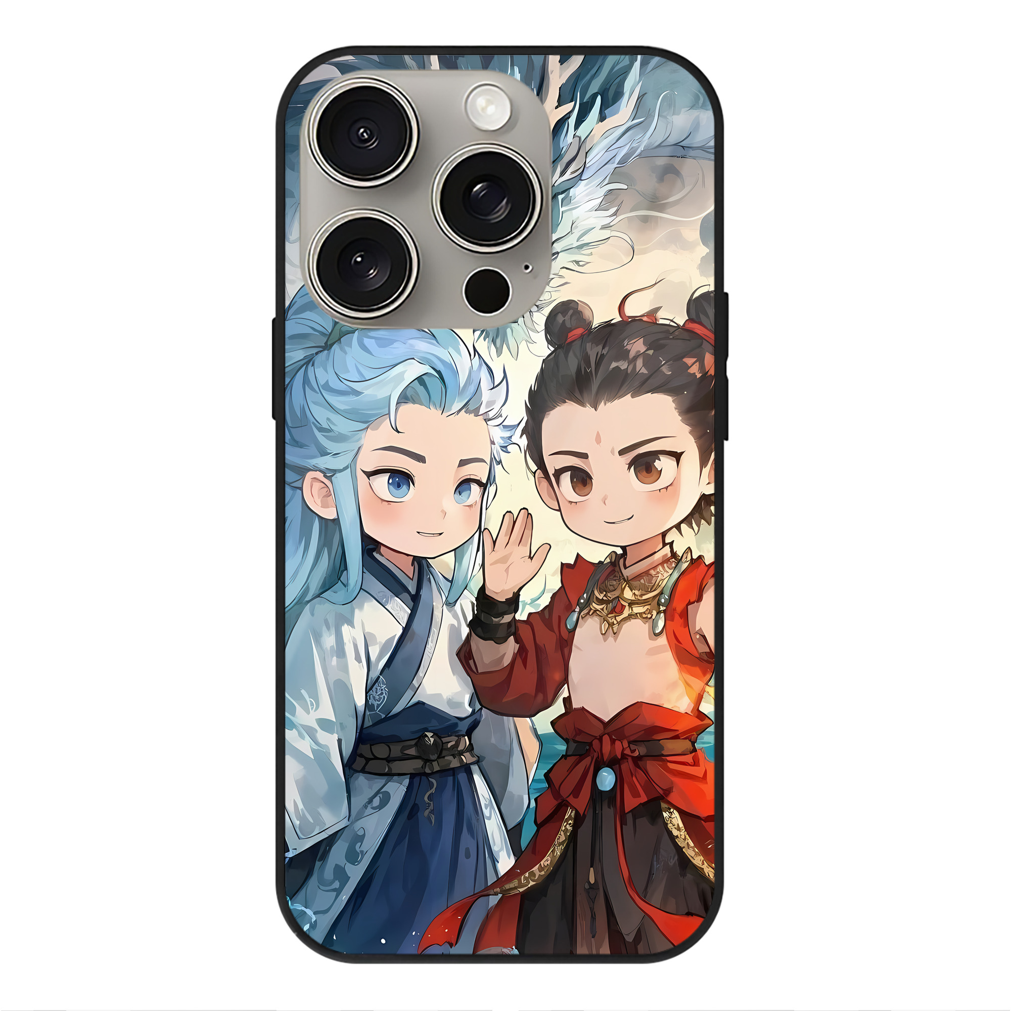 （画像用） Ne Zha 2 ナタ 魔童の大暴れ 【iPhone15Pro対応】スマホケース 耐衝撃＆黄変防止 背面ガラス