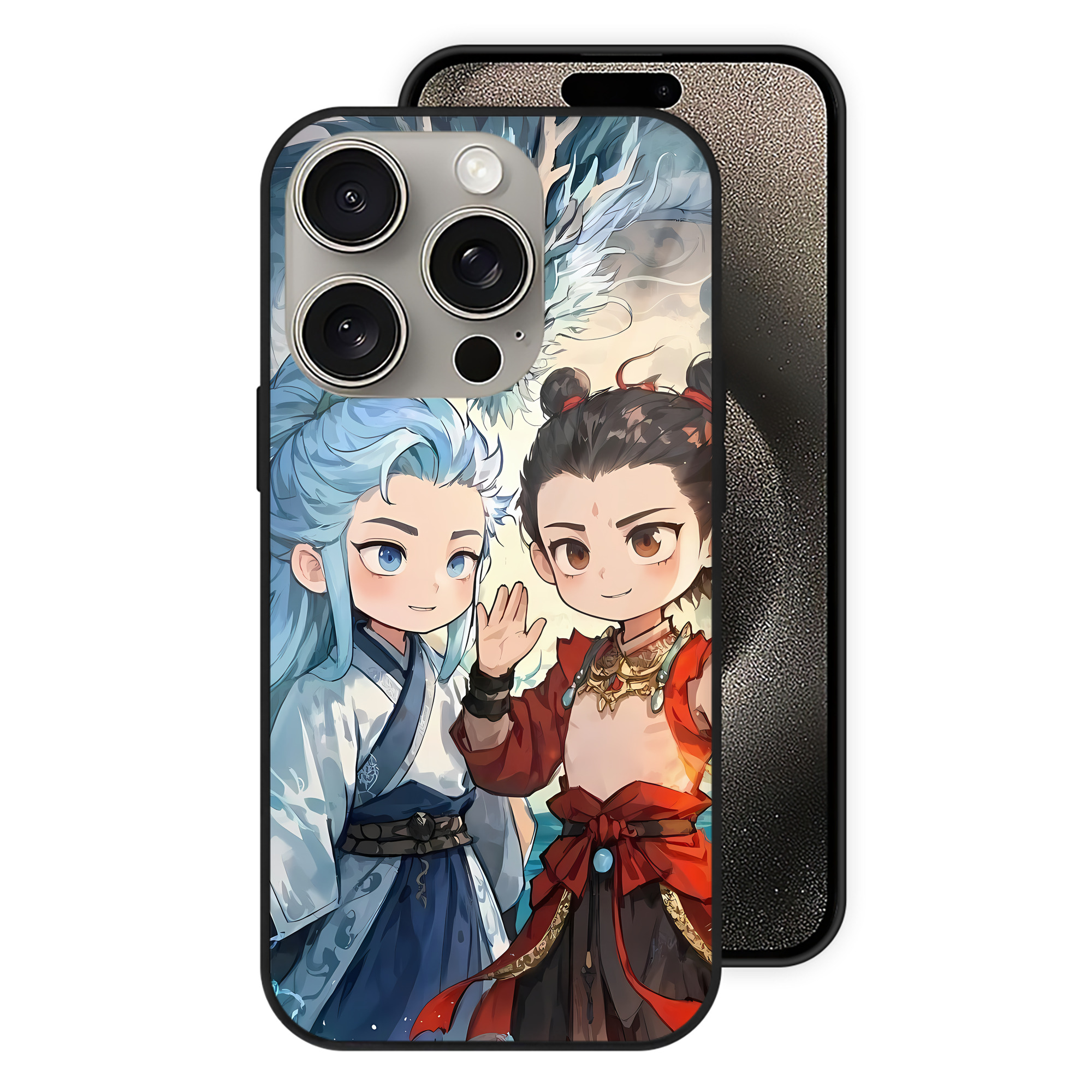 （画像用） Ne Zha 2 ナタ 魔童の大暴れ 【iPhone15Pro対応】スマホケース 耐衝撃＆黄変防止 背面ガラス
