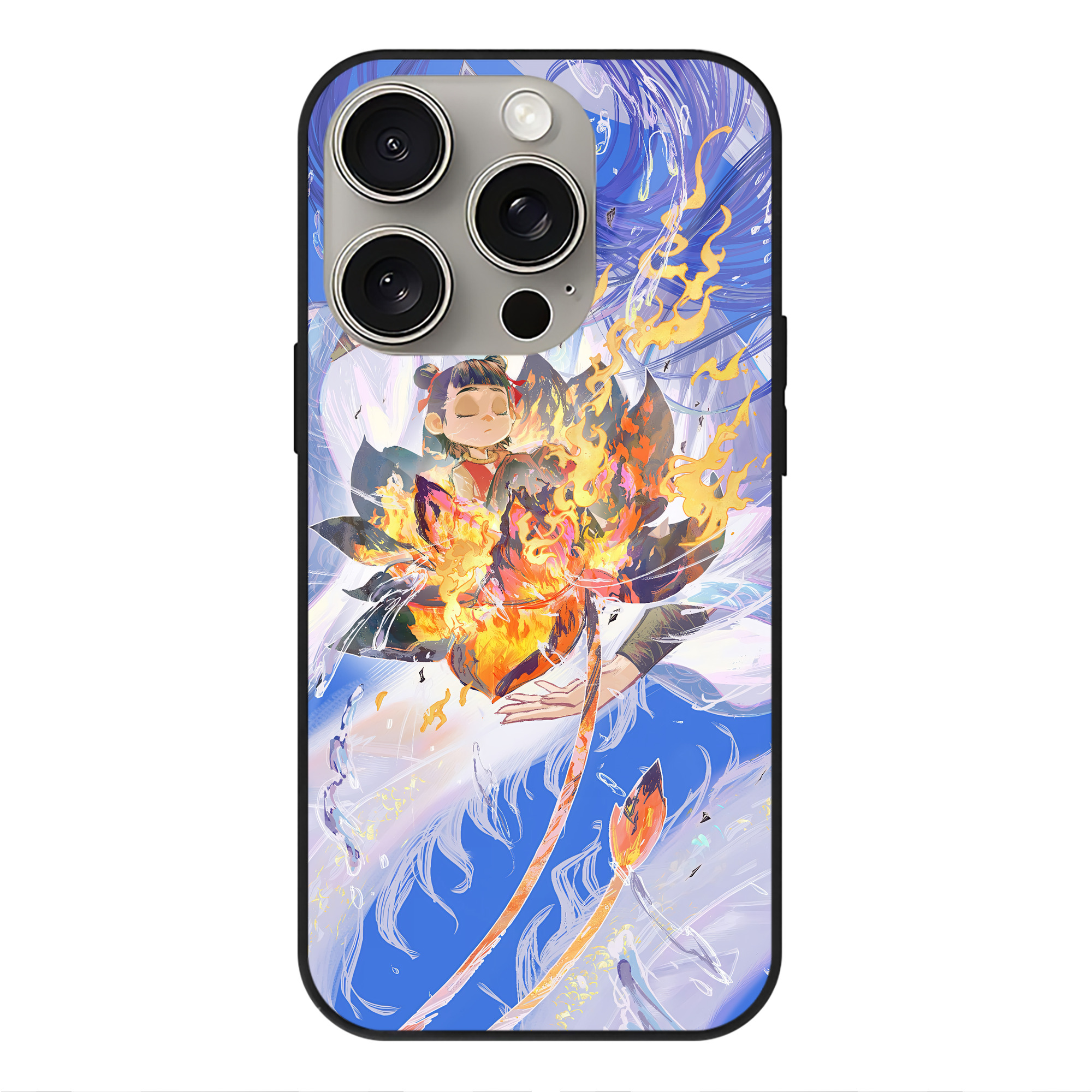 （画像用） Ne Zha 2 ナタ 魔童の大暴れ 【iPhone15Pro対応】スマホケース 耐衝撃＆黄変防止 背面ガラス