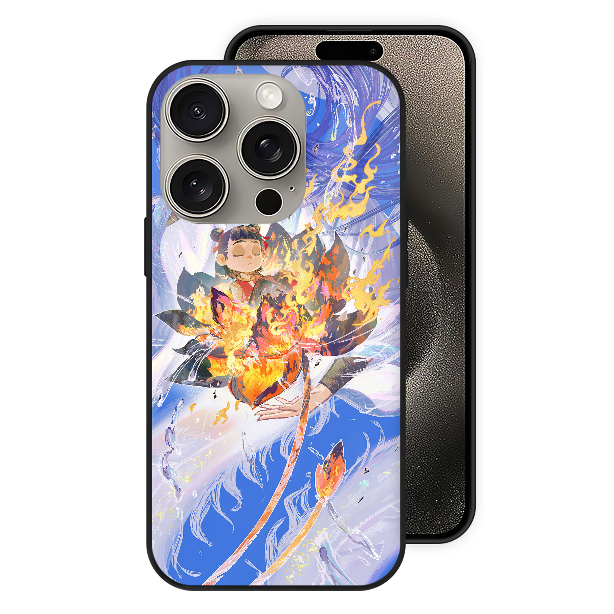 （画像用） Ne Zha 2 ナタ 魔童の大暴れ 【iPhone15Pro対応】スマホケース 耐衝撃＆黄変防止 背面ガラス