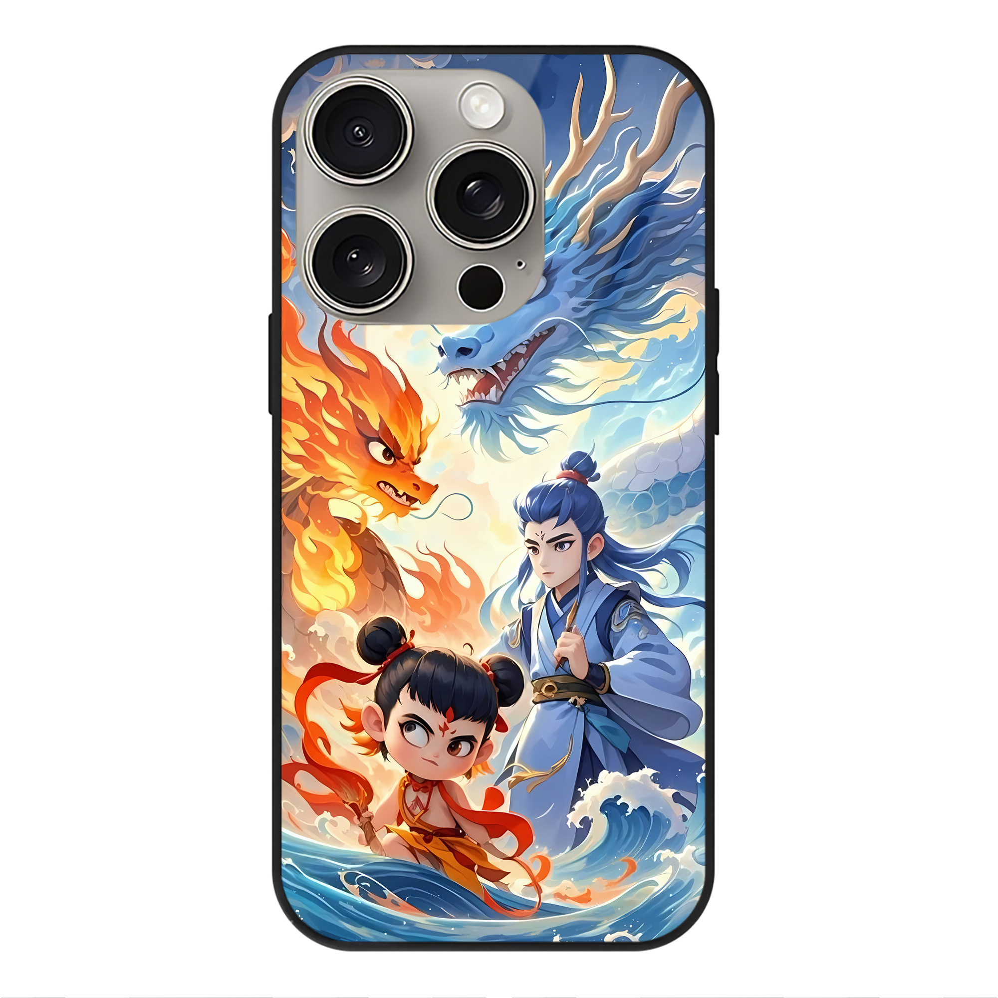 （画像用） Ne Zha 2 ナタ 魔童の大暴れ 【iPhone15Pro対応】スマホケース 耐衝撃＆黄変防止 背面ガラス