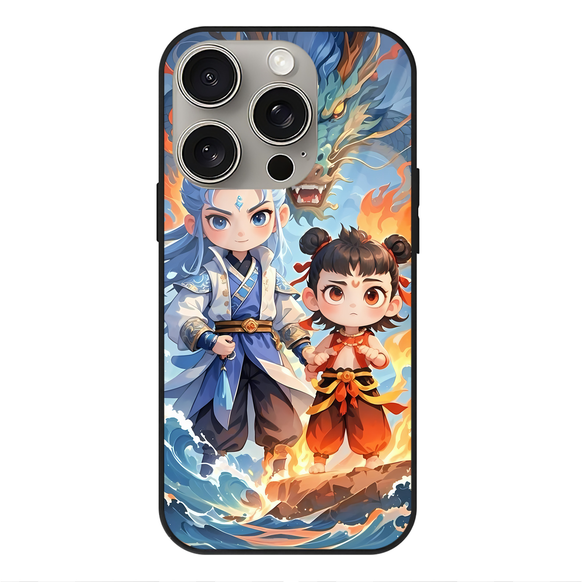 （画像用） Ne Zha 2 ナタ 魔童の大暴れ 【iPhone15Pro対応】スマホケース 耐衝撃＆黄変防止 背面ガラス