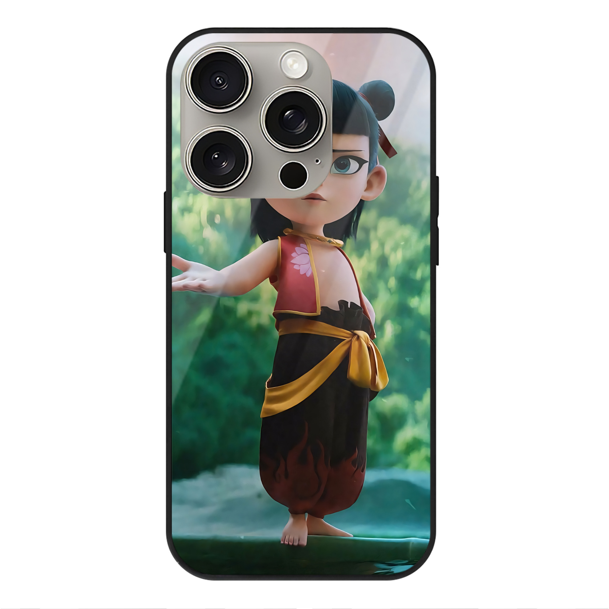 （画像用） Ne Zha 2 ナタ 魔童の大暴れ 【iPhone15Pro対応】スマホケース 耐衝撃＆黄変防止 背面ガラス