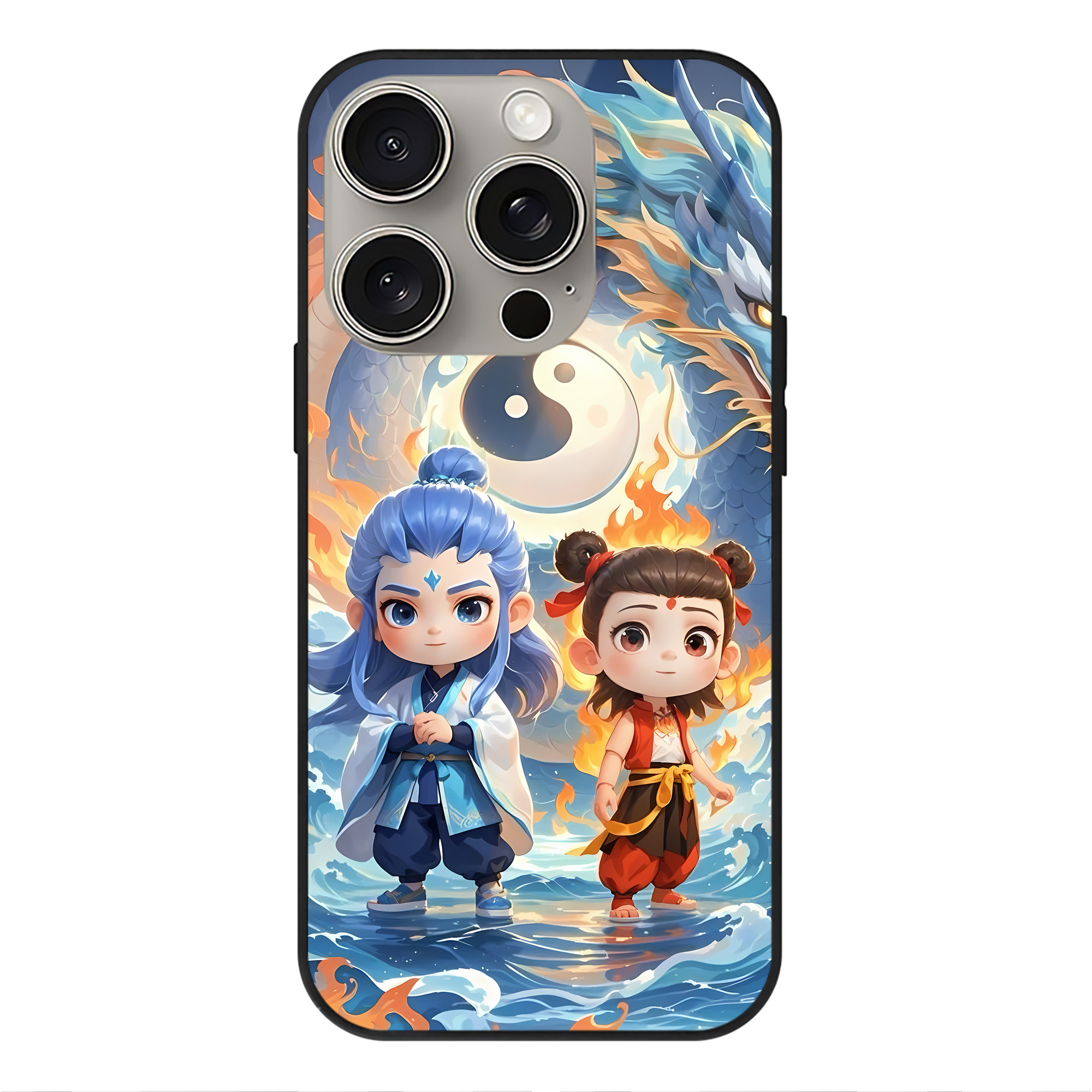 （画像用） Ne Zha 2 ナタ 魔童の大暴れ 【iPhone15Pro対応】スマホケース 耐衝撃＆黄変防止 背面ガラス