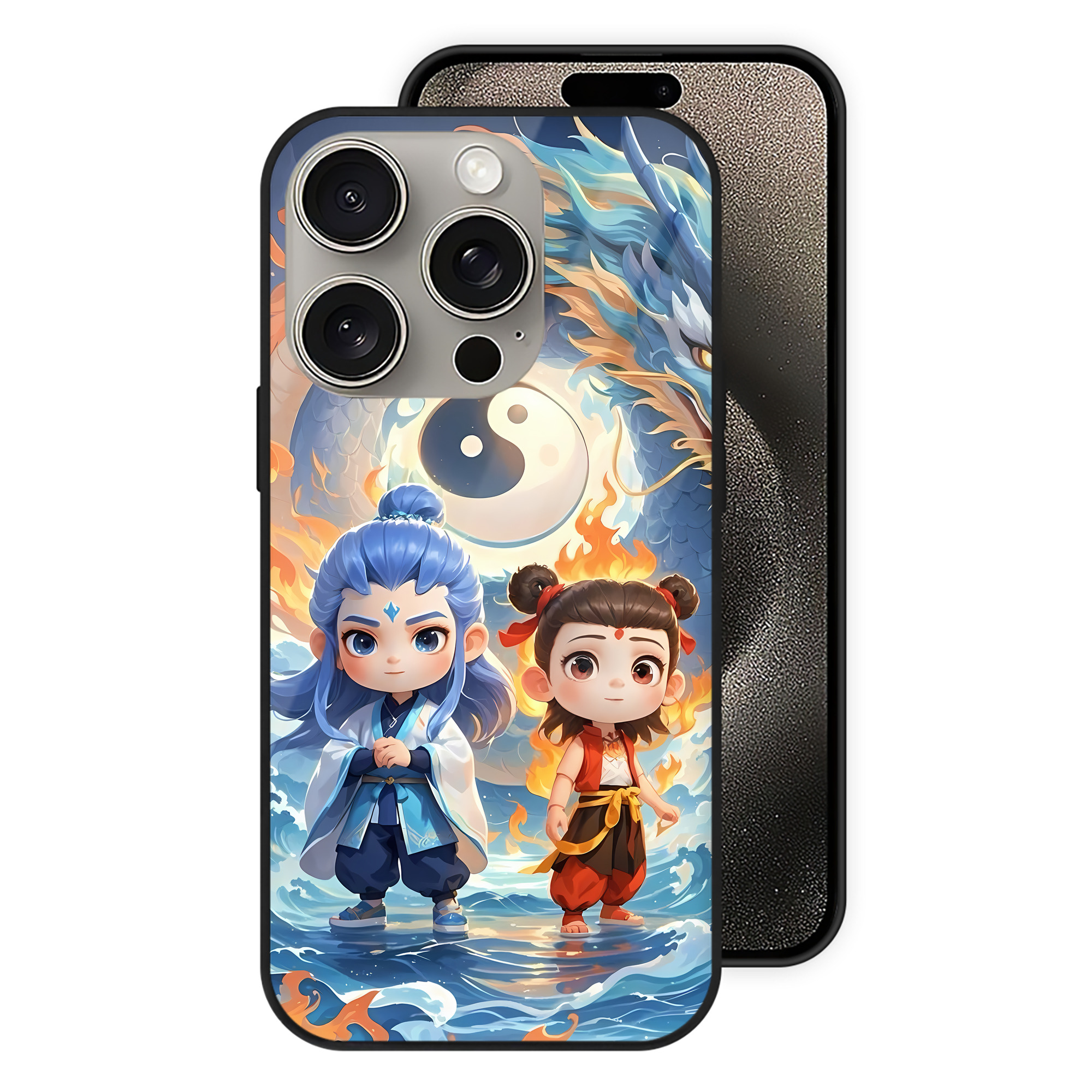 （画像用） Ne Zha 2 ナタ 魔童の大暴れ 【iPhone15Pro対応】スマホケース 耐衝撃＆黄変防止 背面ガラス