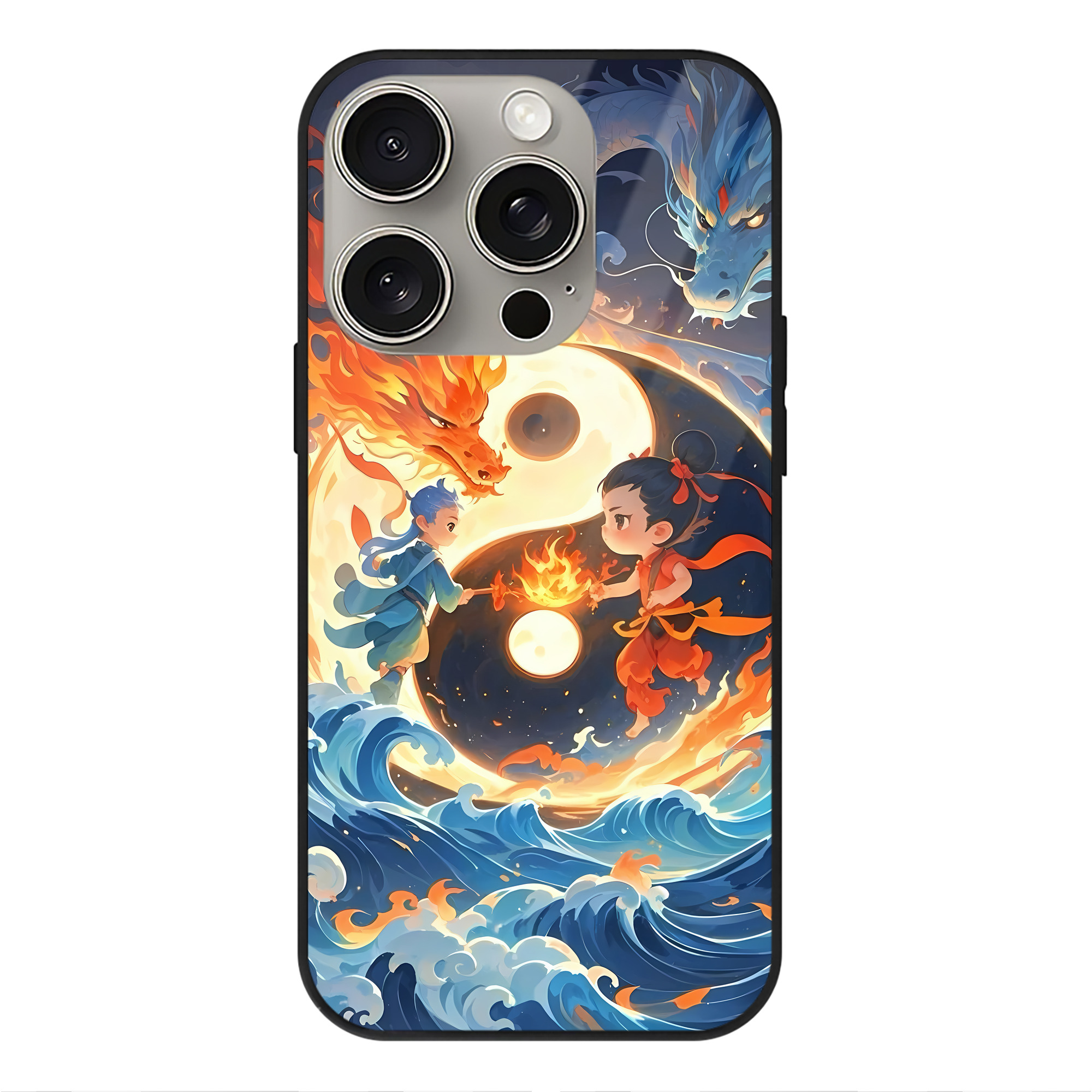 （画像用） Ne Zha 2 ナタ 魔童の大暴れ 【iPhone15Pro対応】スマホケース 耐衝撃＆黄変防止 背面ガラス
