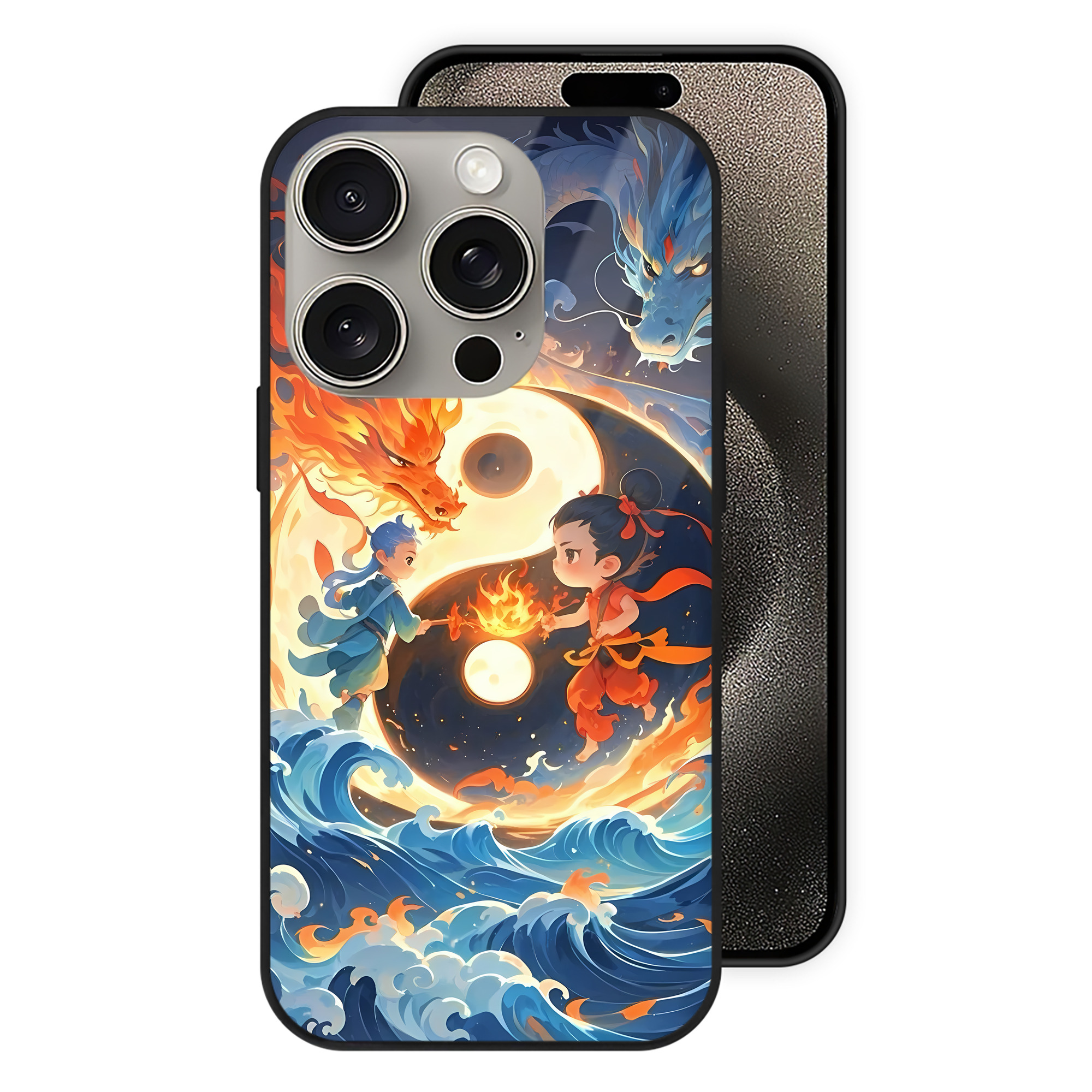 （画像用） Ne Zha 2 ナタ 魔童の大暴れ 【iPhone15Pro対応】スマホケース 耐衝撃＆黄変防止 背面ガラス