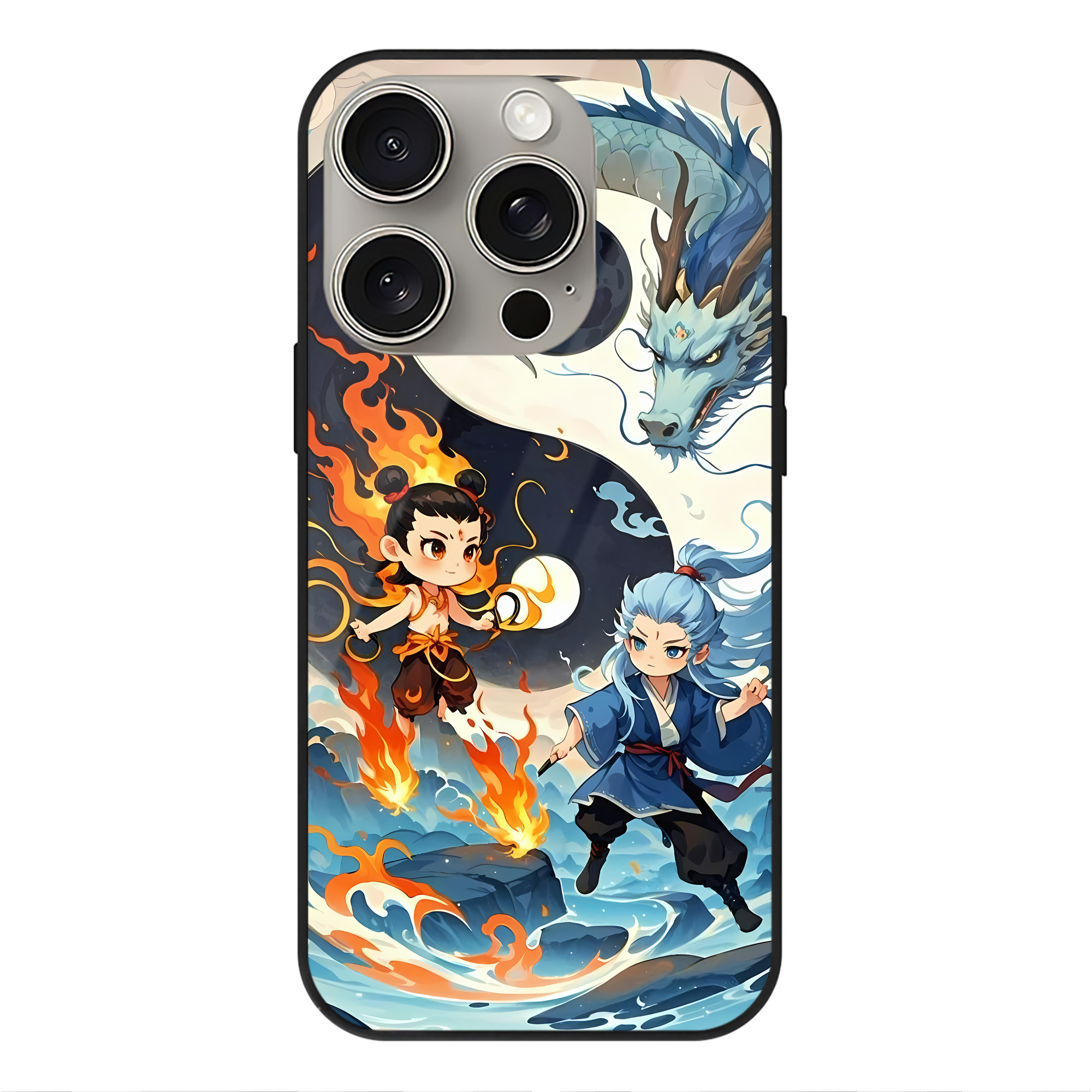 （画像用） Ne Zha 2 ナタ 魔童の大暴れ 【iPhone15Pro対応】スマホケース 耐衝撃＆黄変防止 背面ガラス