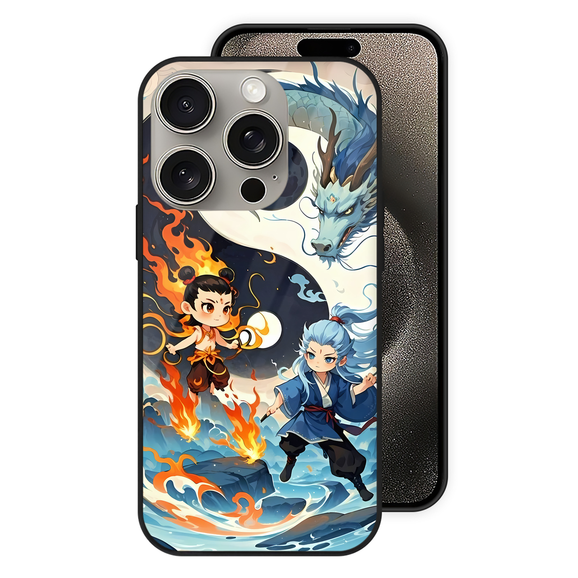 （画像用） Ne Zha 2 ナタ 魔童の大暴れ 【iPhone15Pro対応】スマホケース 耐衝撃＆黄変防止 背面ガラス
