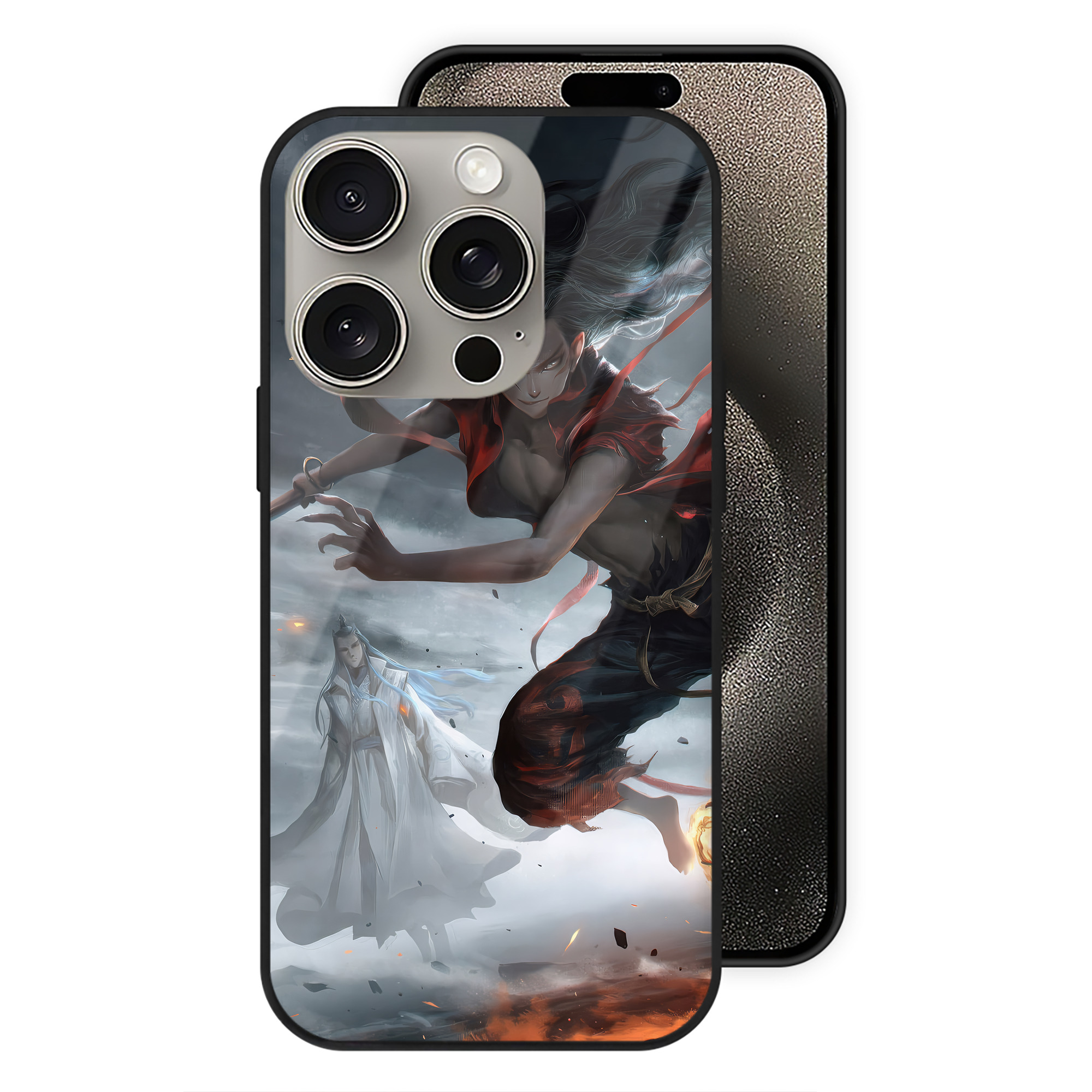 （画像用） Ne Zha 2 ナタ 魔童の大暴れ 【iPhone15Pro対応】スマホケース 耐衝撃＆黄変防止 背面ガラス