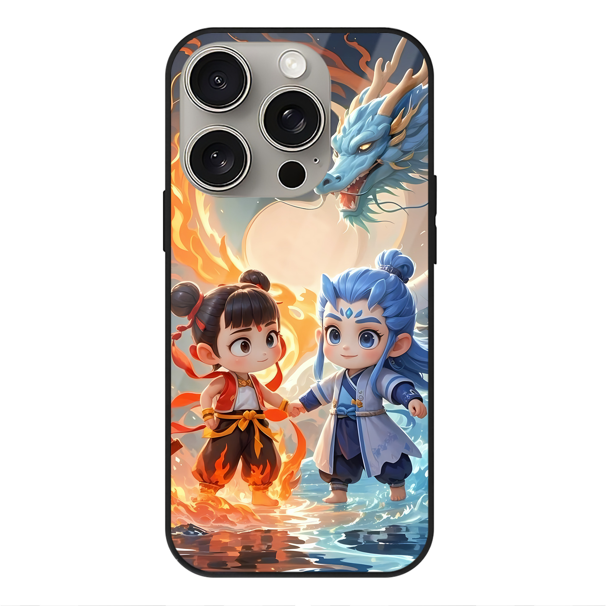 （画像用） Ne Zha 2 ナタ 魔童の大暴れ 【iPhone15Pro対応】スマホケース 耐衝撃＆黄変防止 背面ガラス