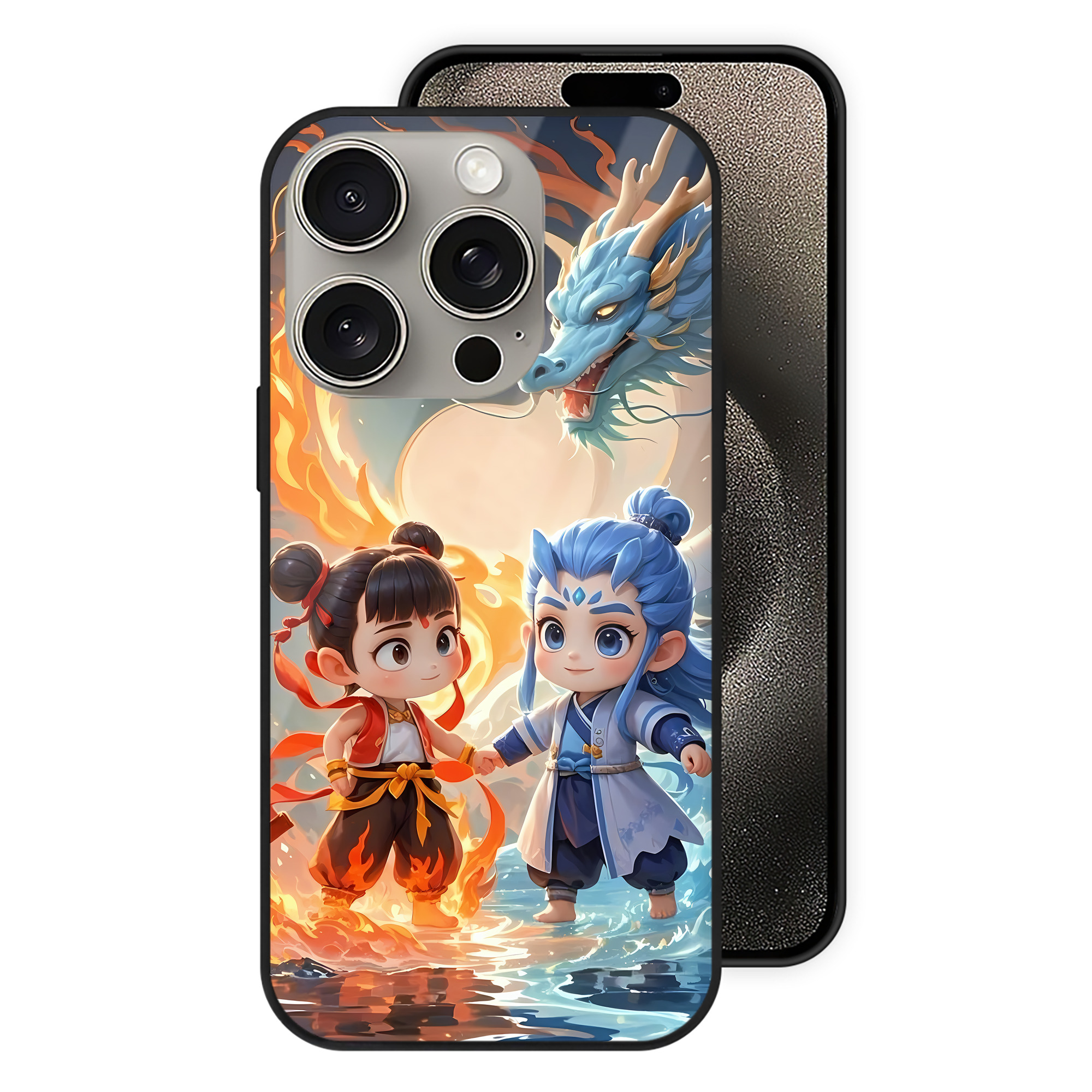 （画像用） Ne Zha 2 ナタ 魔童の大暴れ 【iPhone15Pro対応】スマホケース 耐衝撃＆黄変防止 背面ガラス