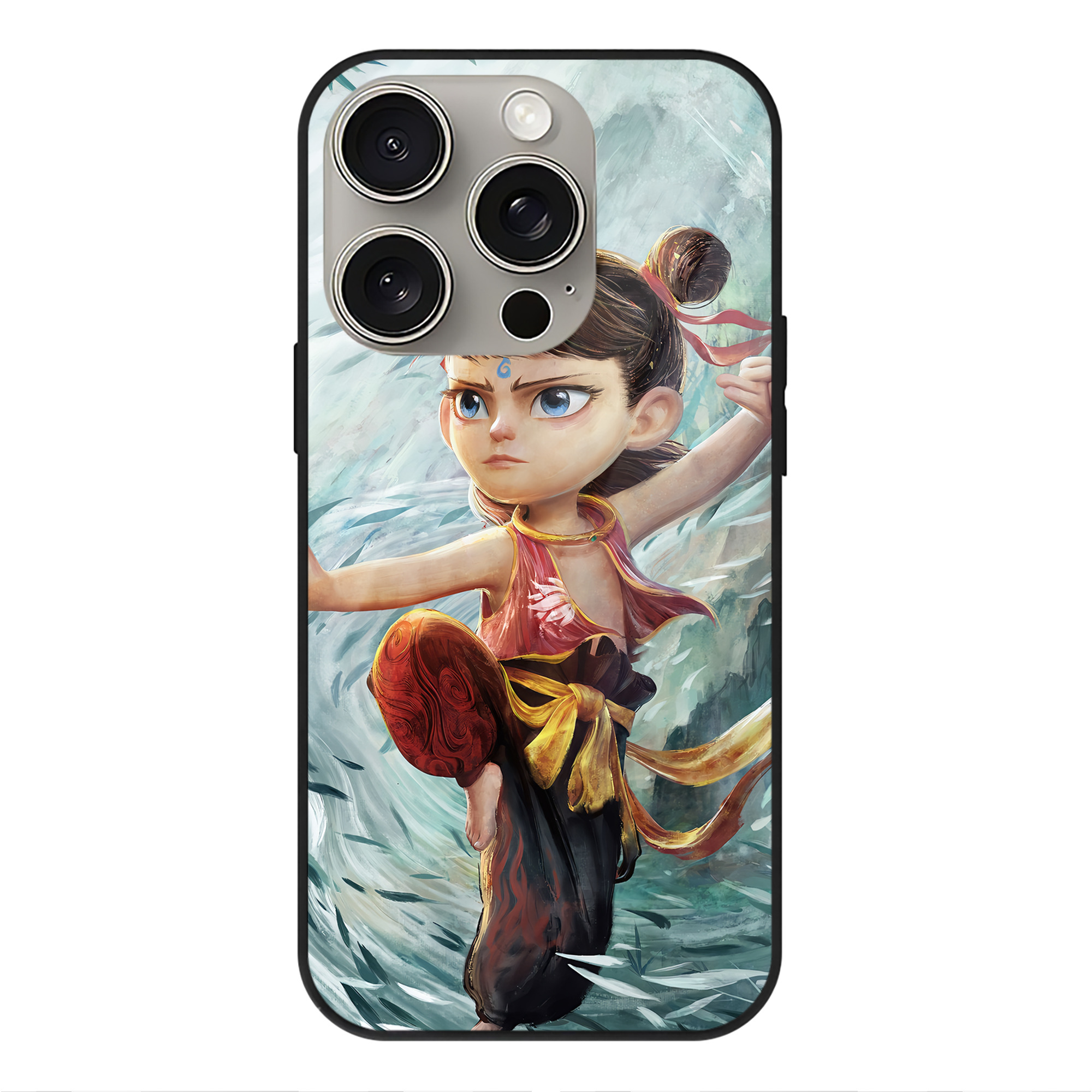 （画像用） Ne Zha 2 ナタ 魔童の大暴れ 【iPhone15Pro対応】スマホケース 耐衝撃＆黄変防止 背面ガラス