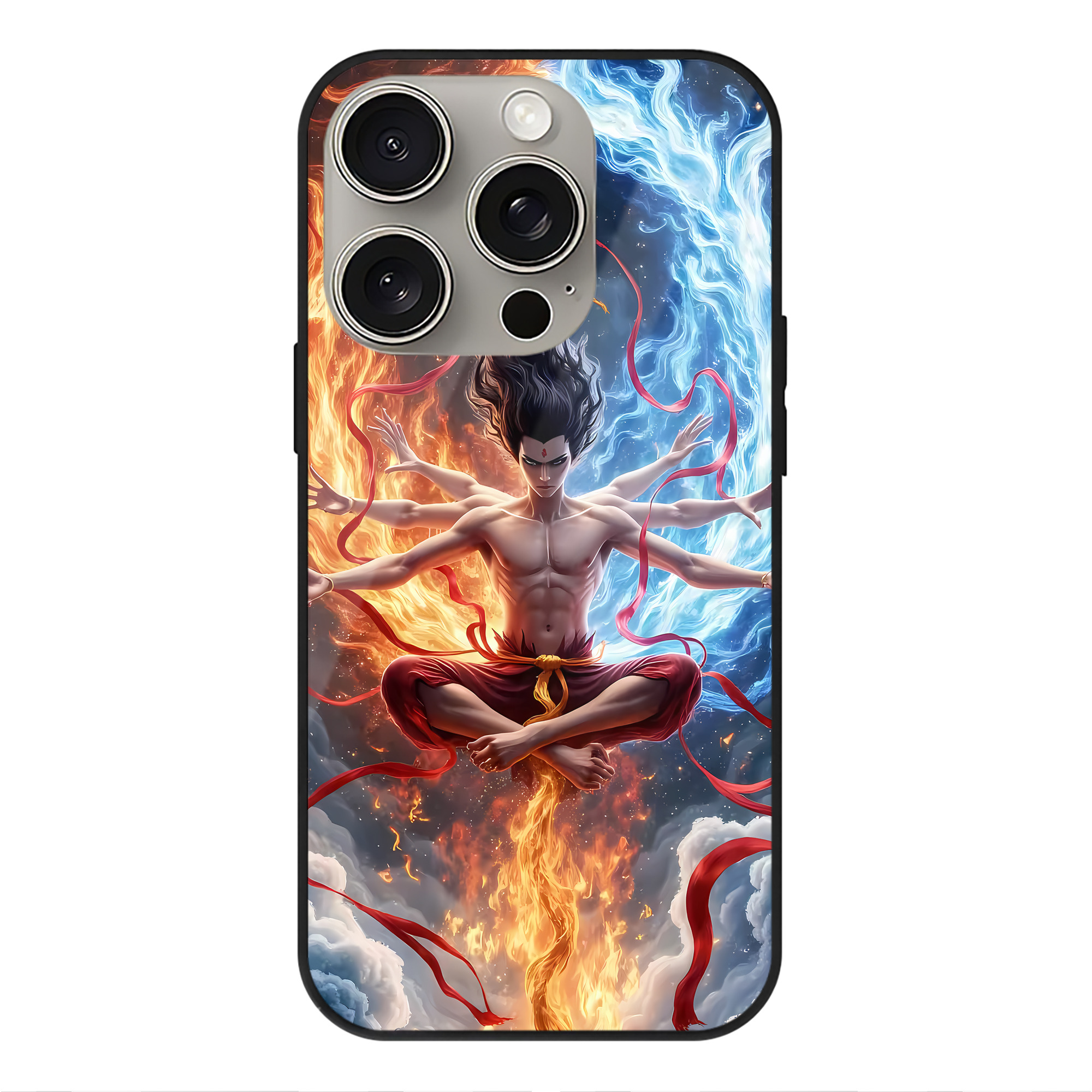 （画像用） Ne Zha 2 ナタ 魔童の大暴れ 【iPhone15Pro対応】スマホケース 耐衝撃＆黄変防止 背面ガラス