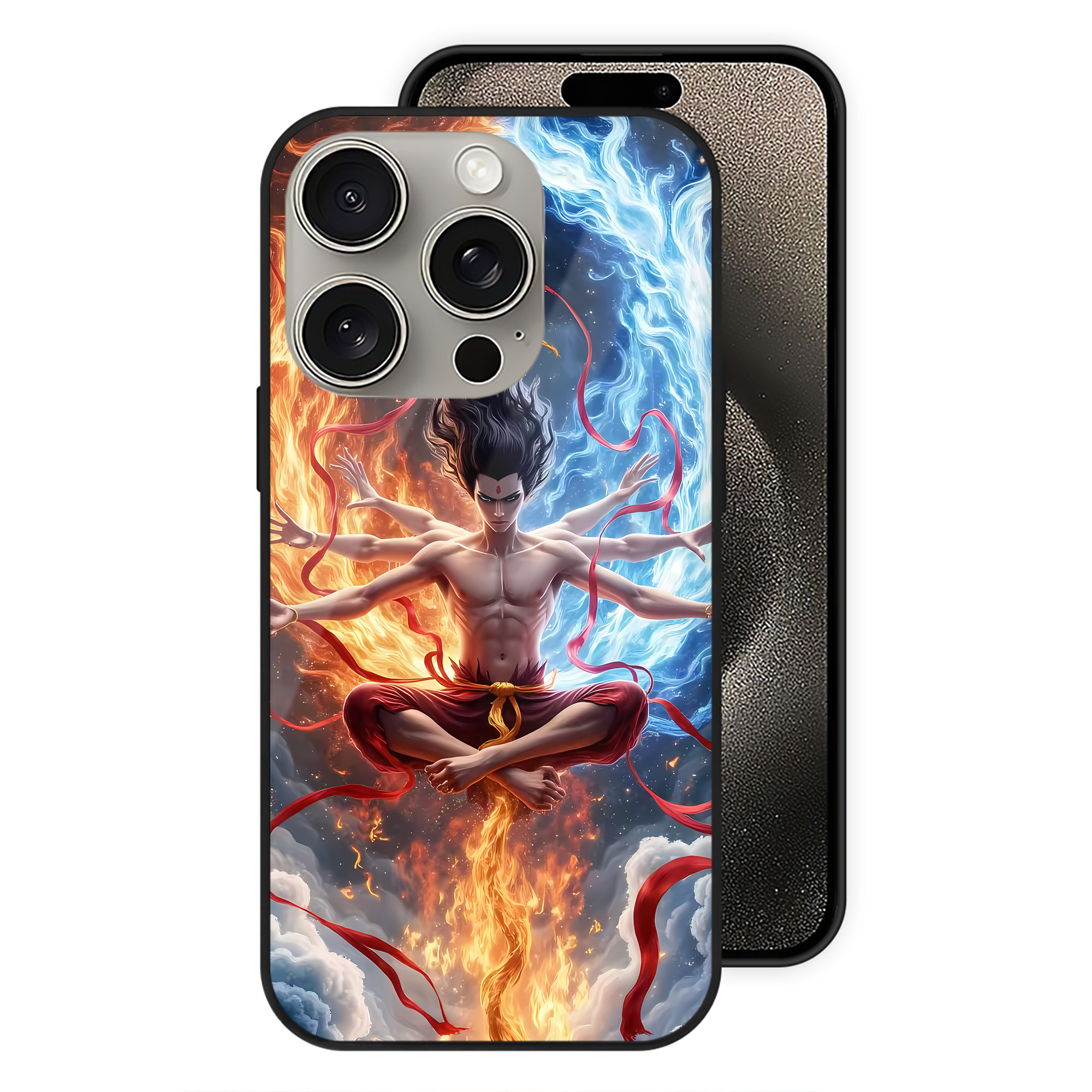 （画像用） Ne Zha 2 ナタ 魔童の大暴れ 【iPhone15Pro対応】スマホケース 耐衝撃＆黄変防止 背面ガラス