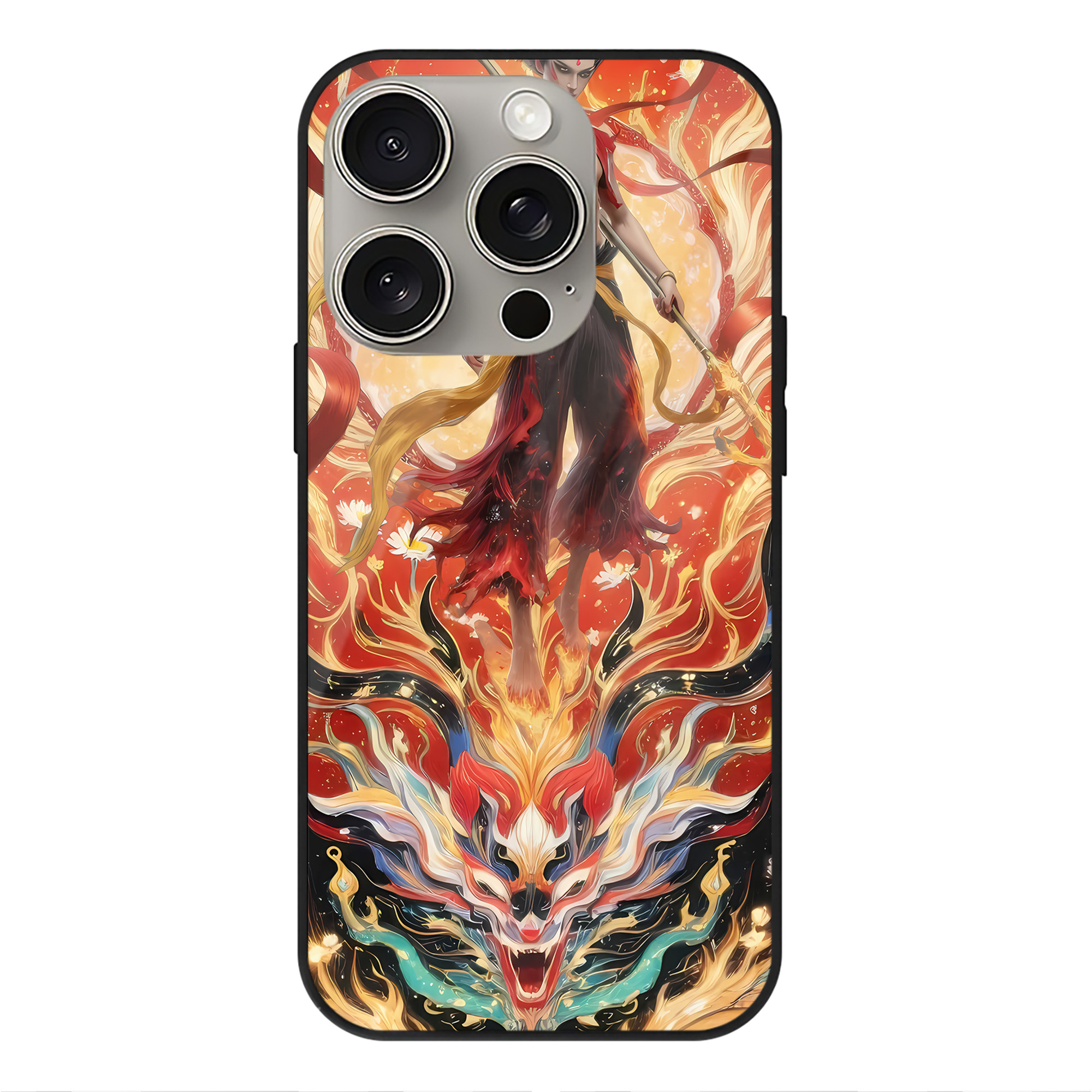 （画像用） Ne Zha 2 ナタ 魔童の大暴れ 【iPhone15Pro対応】スマホケース 耐衝撃＆黄変防止 背面ガラス