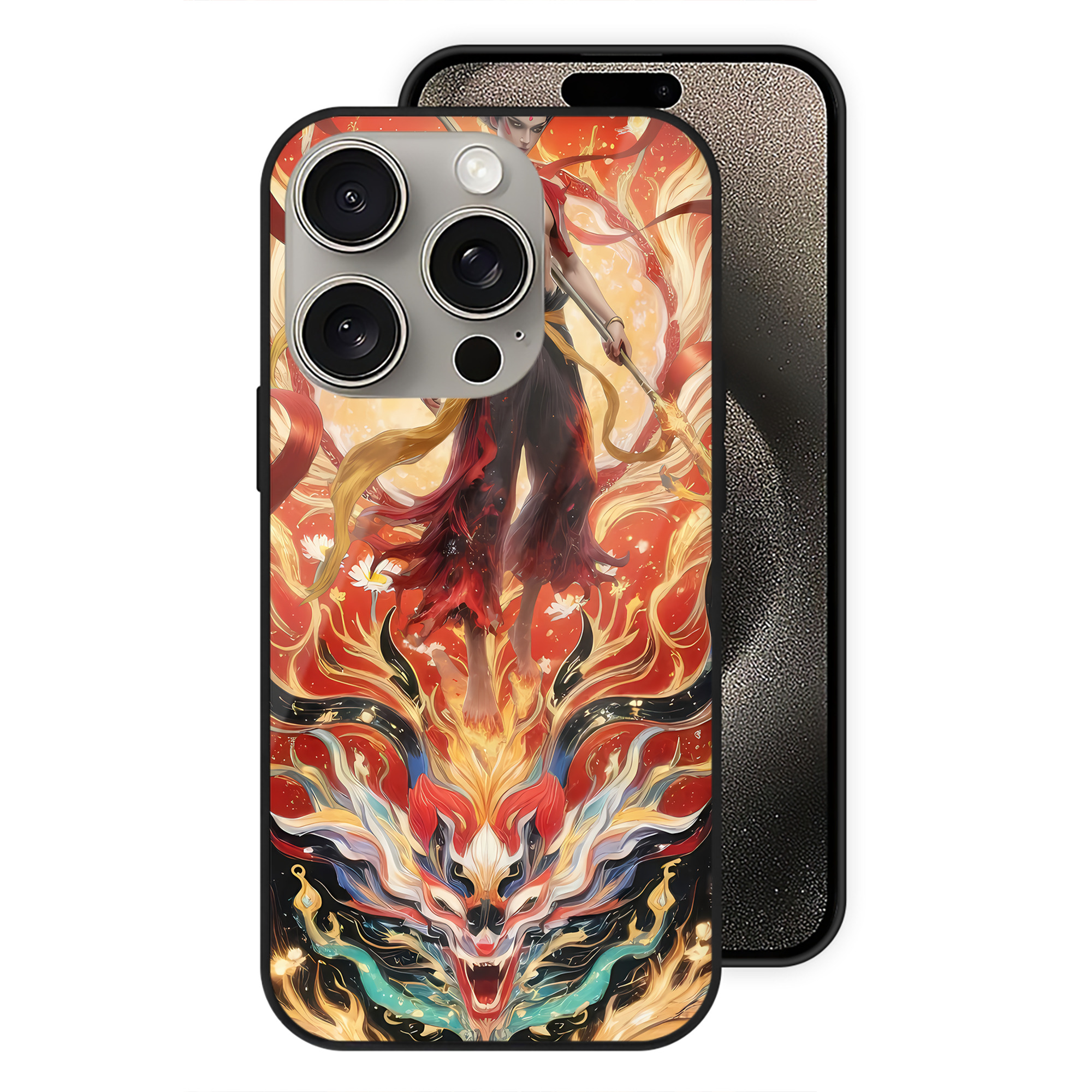 （画像用） Ne Zha 2 ナタ 魔童の大暴れ 【iPhone15Pro対応】スマホケース 耐衝撃＆黄変防止 背面ガラス