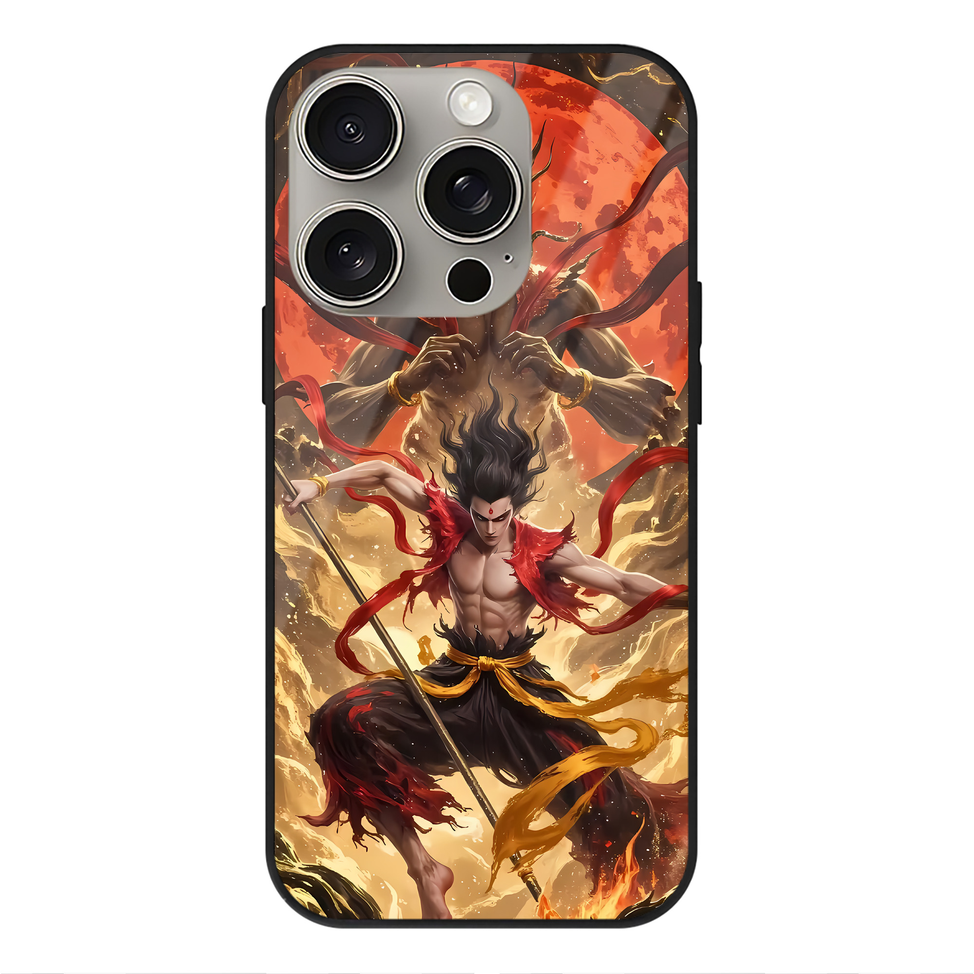 （画像用） Ne Zha 2 ナタ 魔童の大暴れ 【iPhone15Pro対応】スマホケース 耐衝撃＆黄変防止 背面ガラス