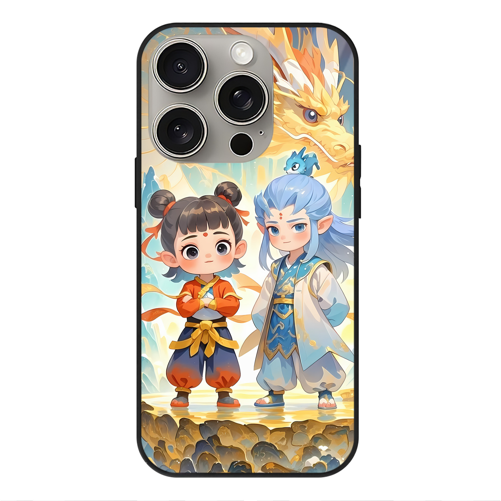 （画像用） Ne Zha 2 ナタ 魔童の大暴れ 【iPhone15Pro対応】スマホケース 耐衝撃＆黄変防止 背面ガラス