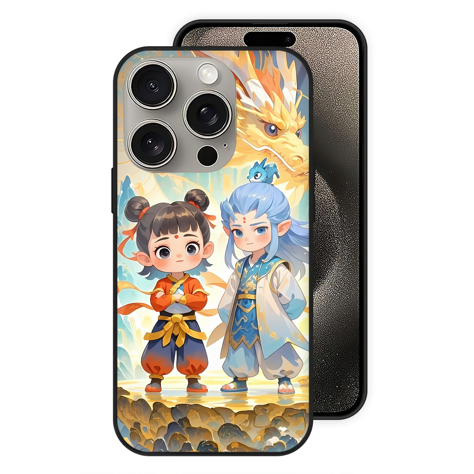 （画像用） Ne Zha 2 ナタ 魔童の大暴れ 【iPhone15Pro対応】スマホケース 耐衝撃＆黄変防止 背面ガラス