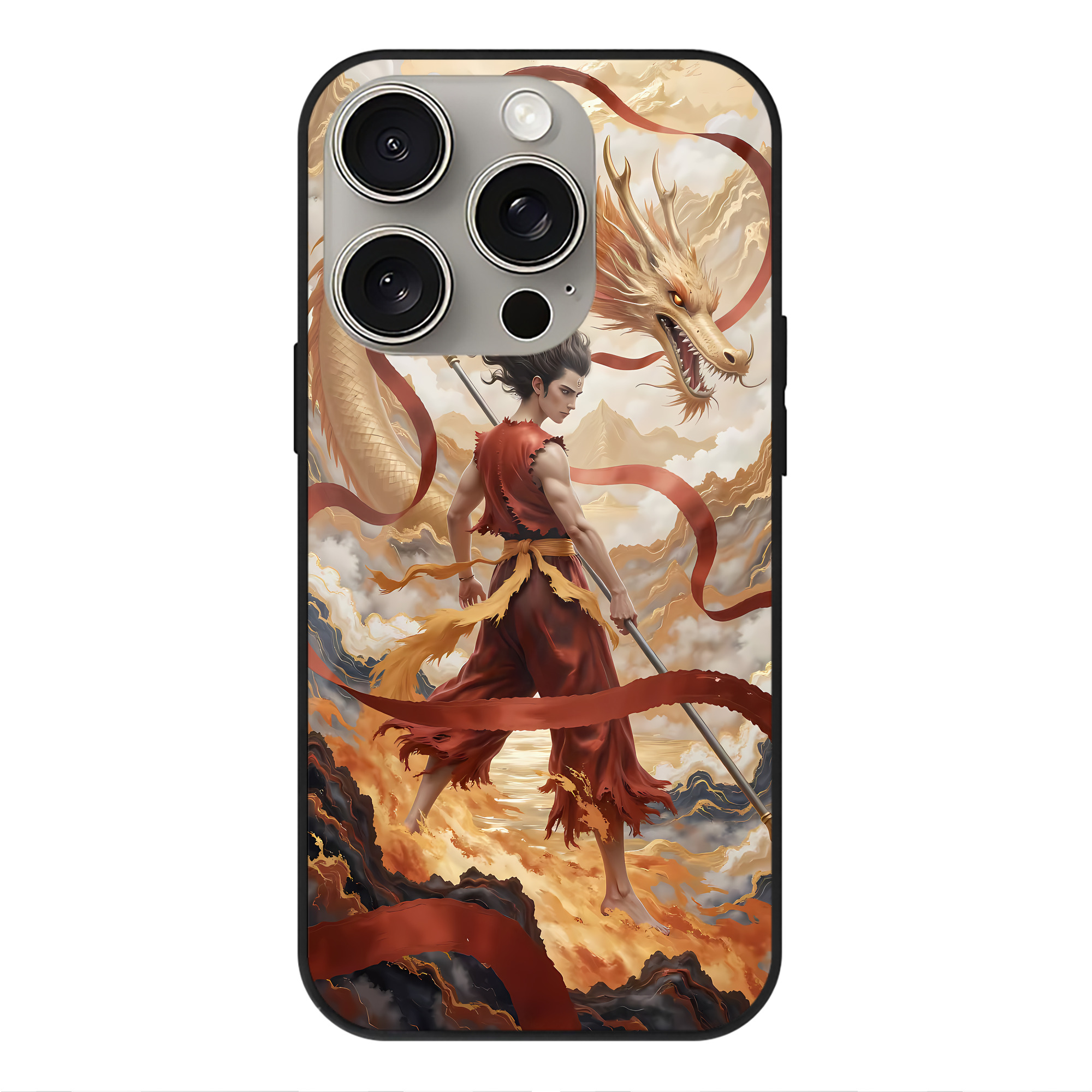 （画像用） Ne Zha 2 ナタ 魔童の大暴れ 【iPhone15Pro対応】スマホケース 耐衝撃＆黄変防止 背面ガラス