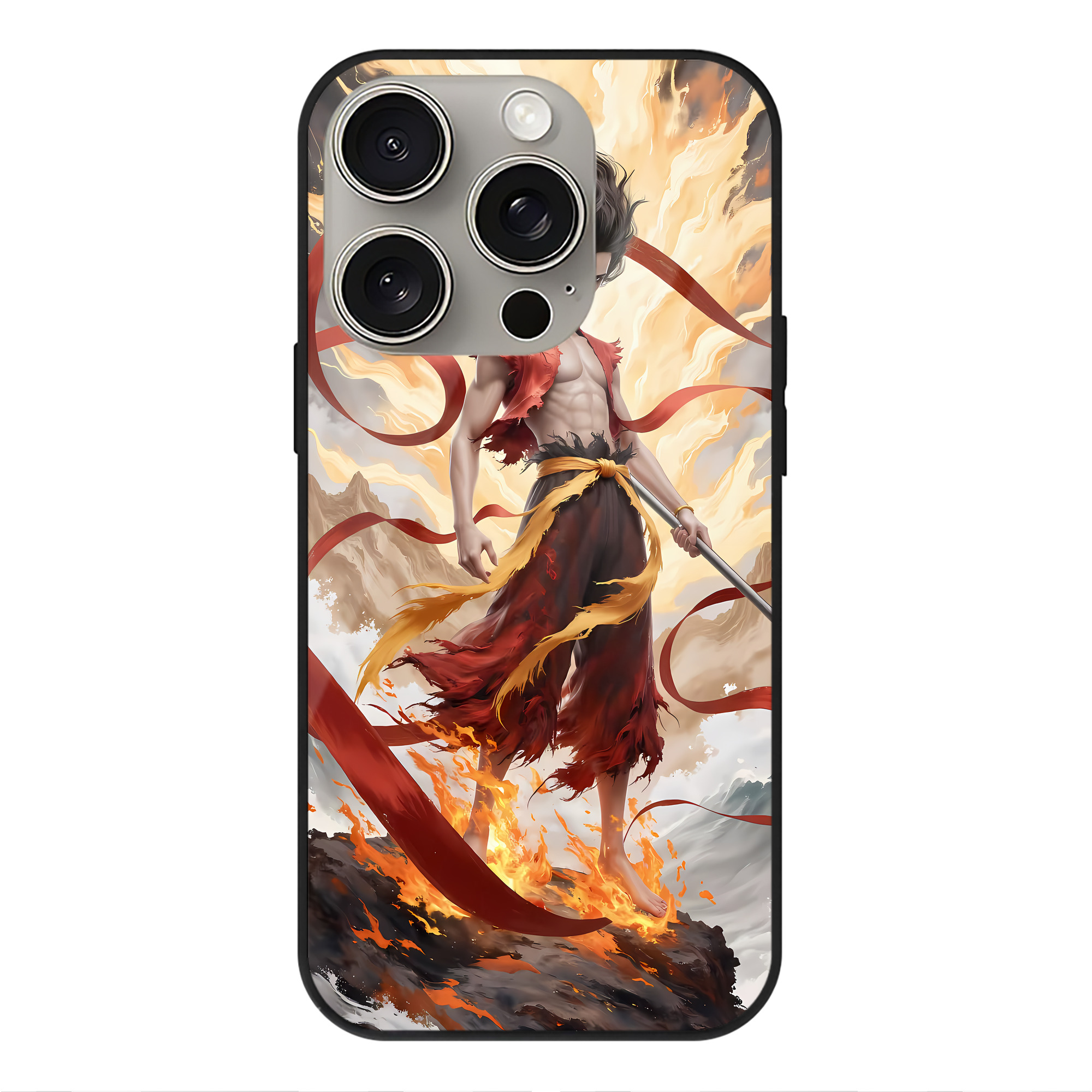 （画像用） Ne Zha 2 ナタ 魔童の大暴れ 【iPhone15Pro対応】スマホケース 耐衝撃＆黄変防止 背面ガラス