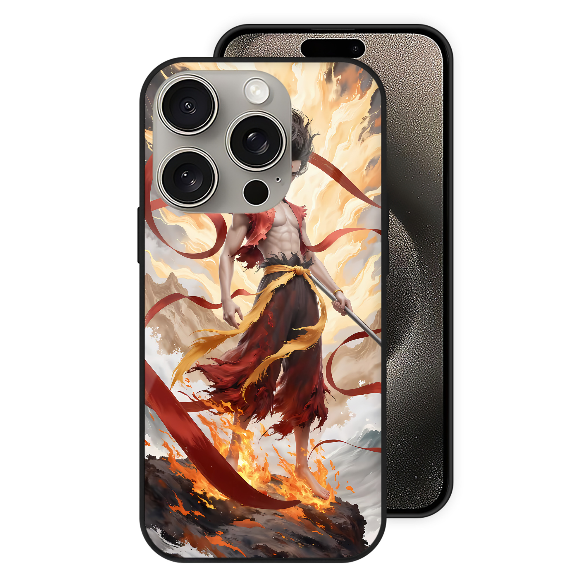 （画像用） Ne Zha 2 ナタ 魔童の大暴れ 【iPhone15Pro対応】スマホケース 耐衝撃＆黄変防止 背面ガラス