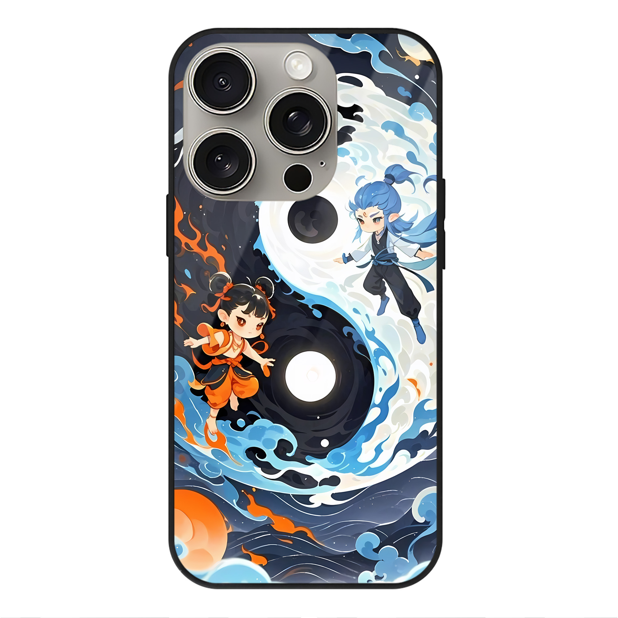 （画像用） Ne Zha 2 ナタ 魔童の大暴れ 【iPhone15Pro対応】スマホケース 耐衝撃＆黄変防止 背面ガラス