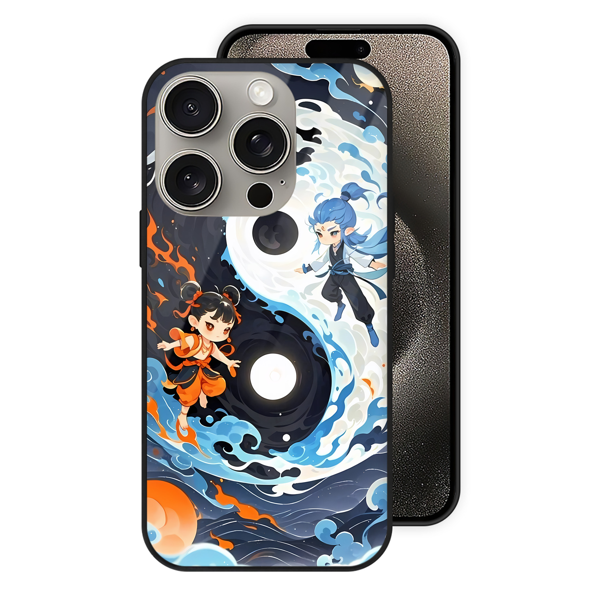 （画像用） Ne Zha 2 ナタ 魔童の大暴れ 【iPhone15Pro対応】スマホケース 耐衝撃＆黄変防止 背面ガラス