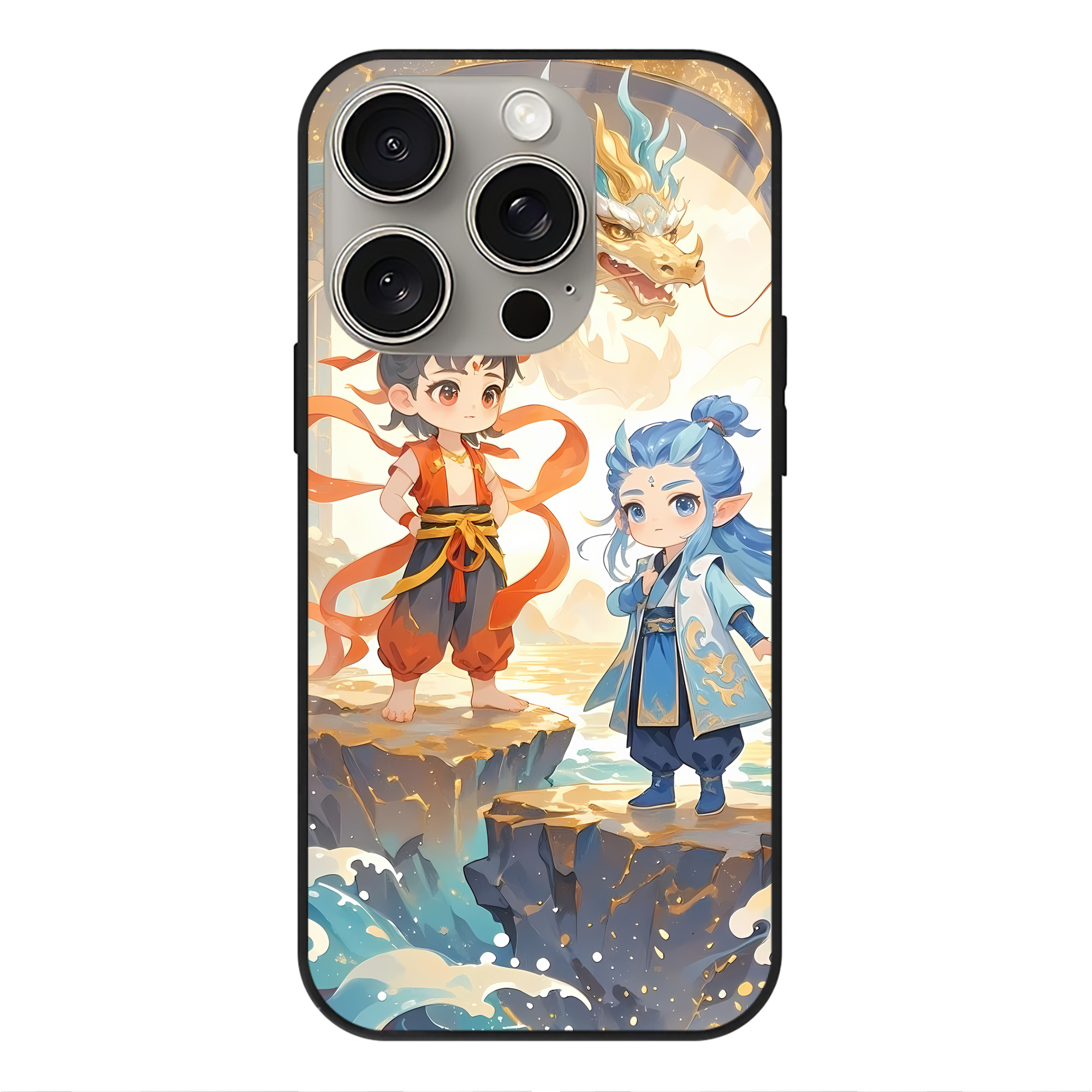 （画像用） Ne Zha 2 ナタ 魔童の大暴れ 【iPhone15Pro対応】スマホケース 耐衝撃＆黄変防止 背面ガラス