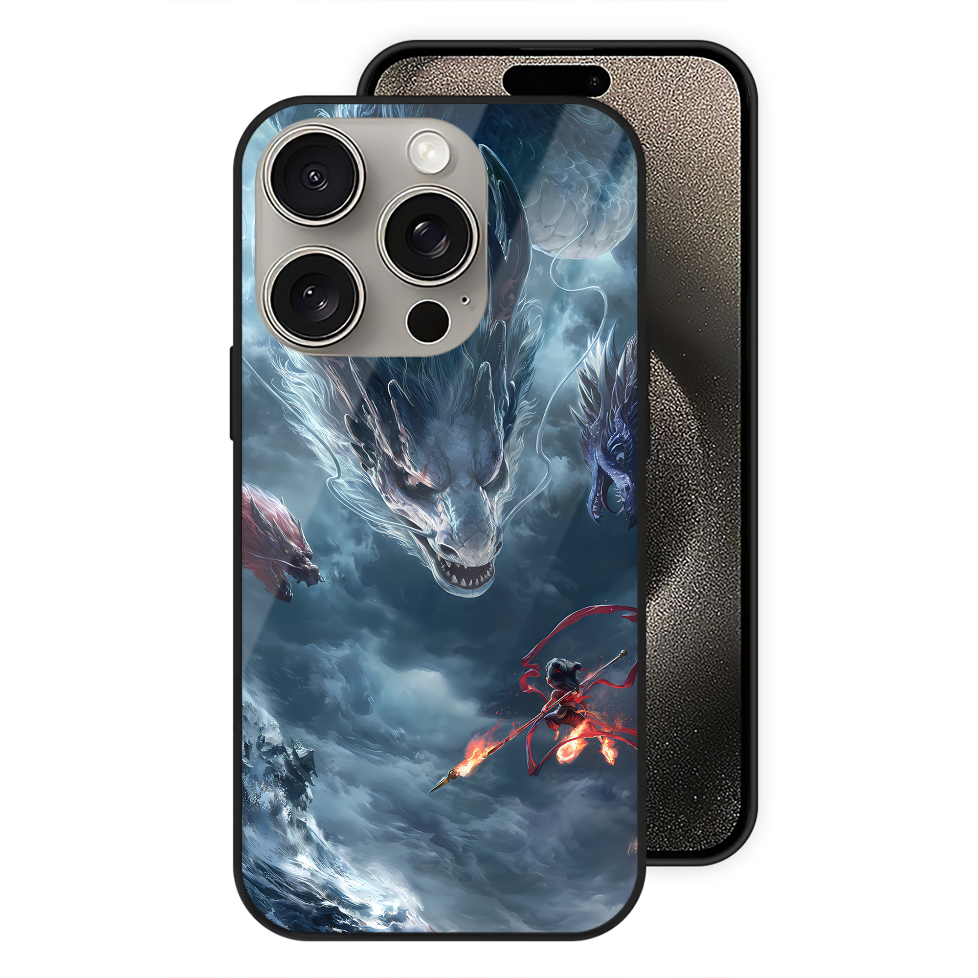 （画像用） Ne Zha 2 ナタ 魔童の大暴れ 【iPhone15Pro対応】スマホケース 耐衝撃＆黄変防止 背面ガラス