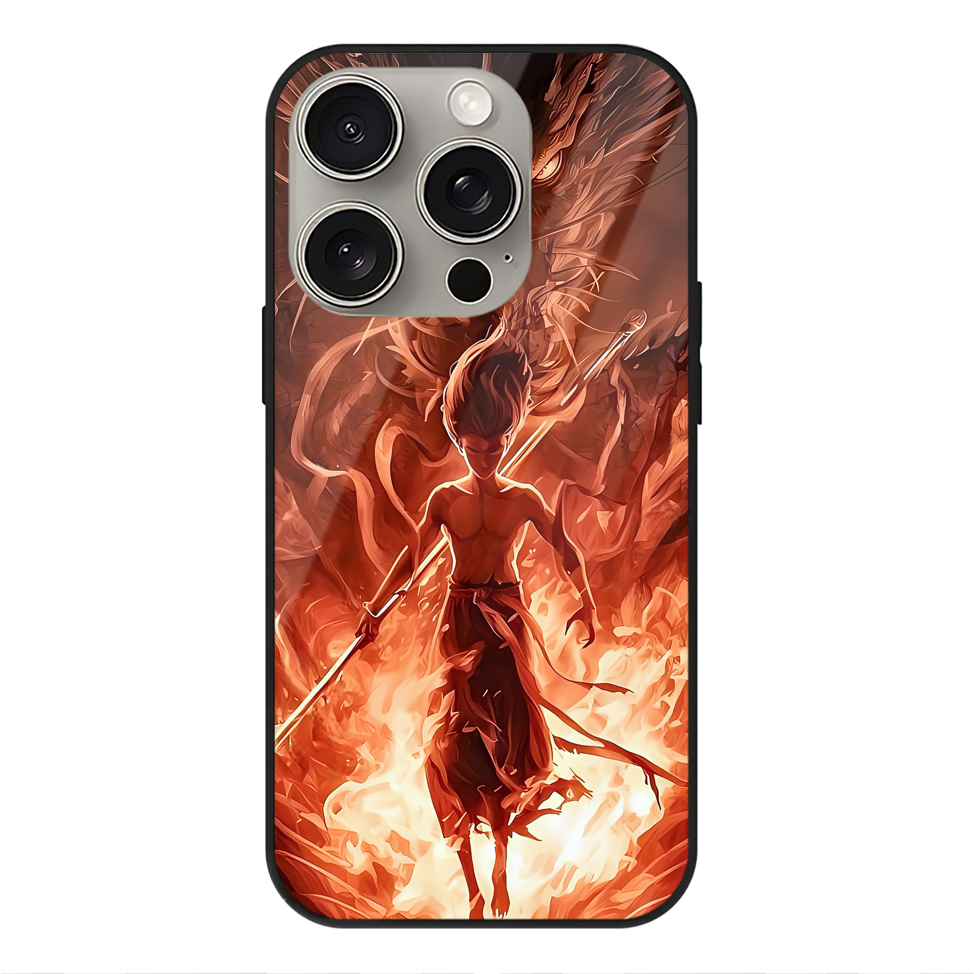 （画像用） Ne Zha 2 ナタ 魔童の大暴れ 【iPhone15Pro対応】スマホケース 耐衝撃＆黄変防止 背面ガラス