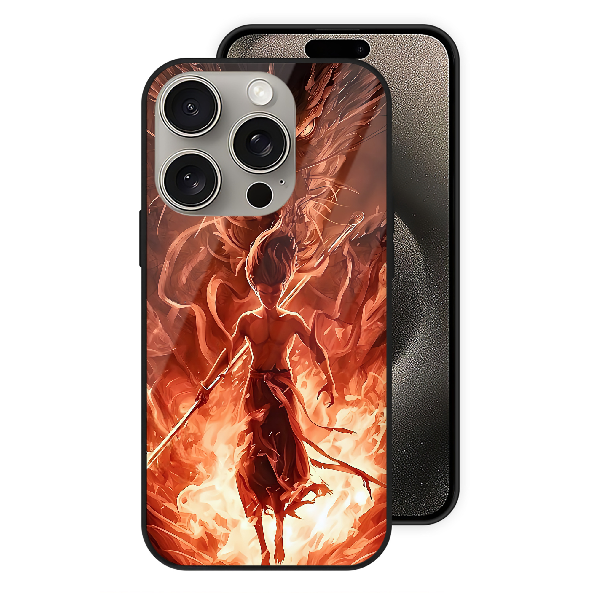 （画像用） Ne Zha 2 ナタ 魔童の大暴れ 【iPhone15Pro対応】スマホケース 耐衝撃＆黄変防止 背面ガラス