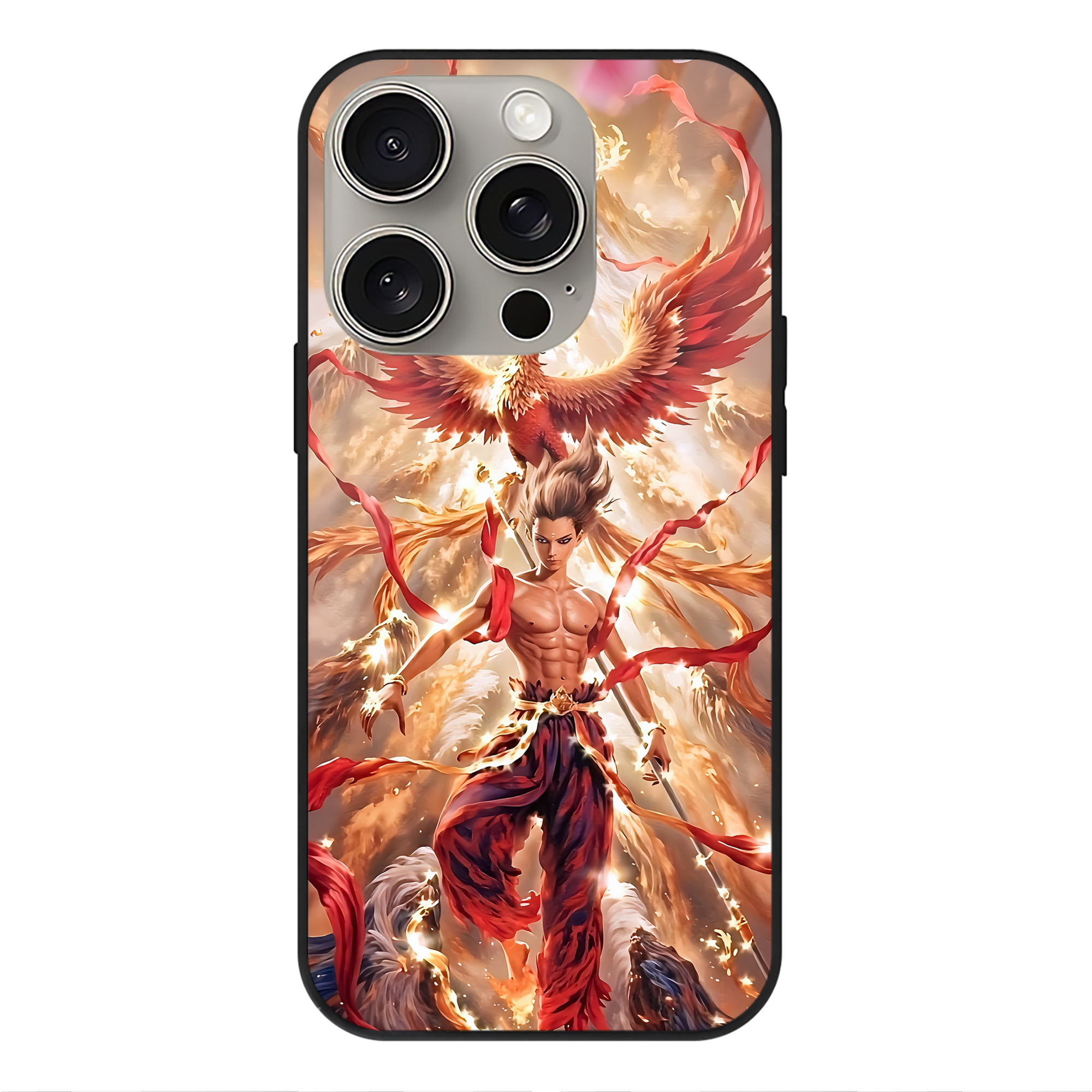 （画像用） Ne Zha 2 ナタ 魔童の大暴れ 【iPhone15Pro対応】スマホケース 耐衝撃＆黄変防止 背面ガラス