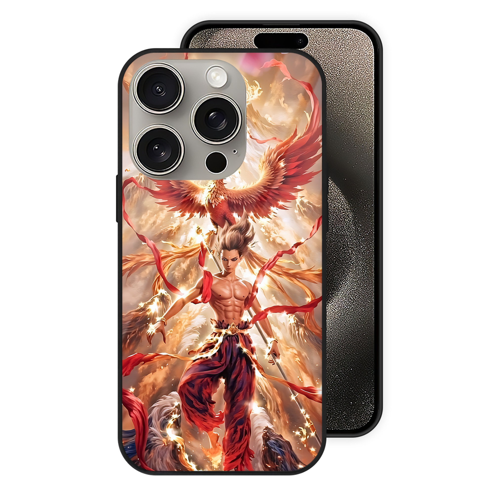 （画像用） Ne Zha 2 ナタ 魔童の大暴れ 【iPhone15Pro対応】スマホケース 耐衝撃＆黄変防止 背面ガラス