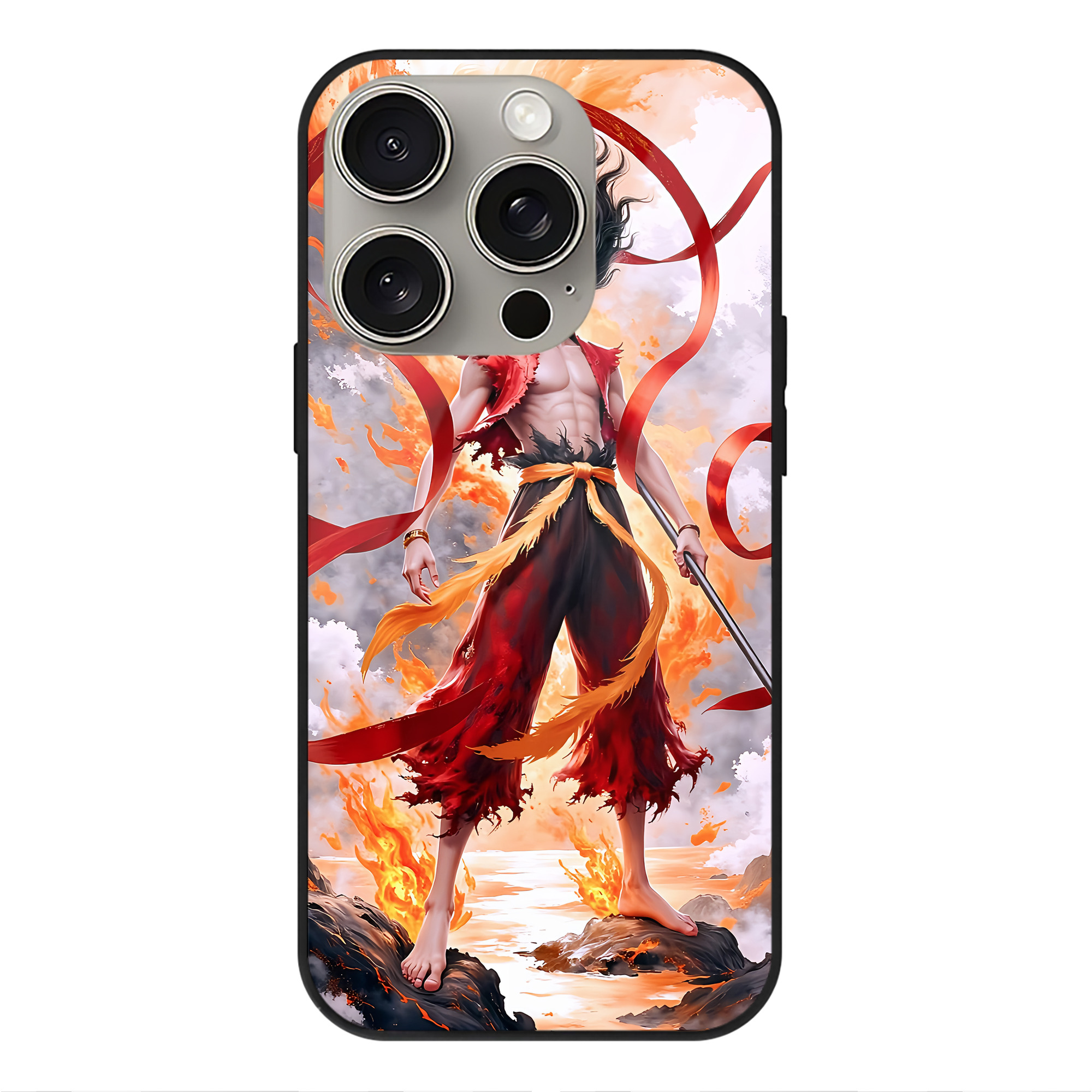 （画像用） Ne Zha 2 ナタ 魔童の大暴れ 【iPhone15Pro対応】スマホケース 耐衝撃＆黄変防止 背面ガラス