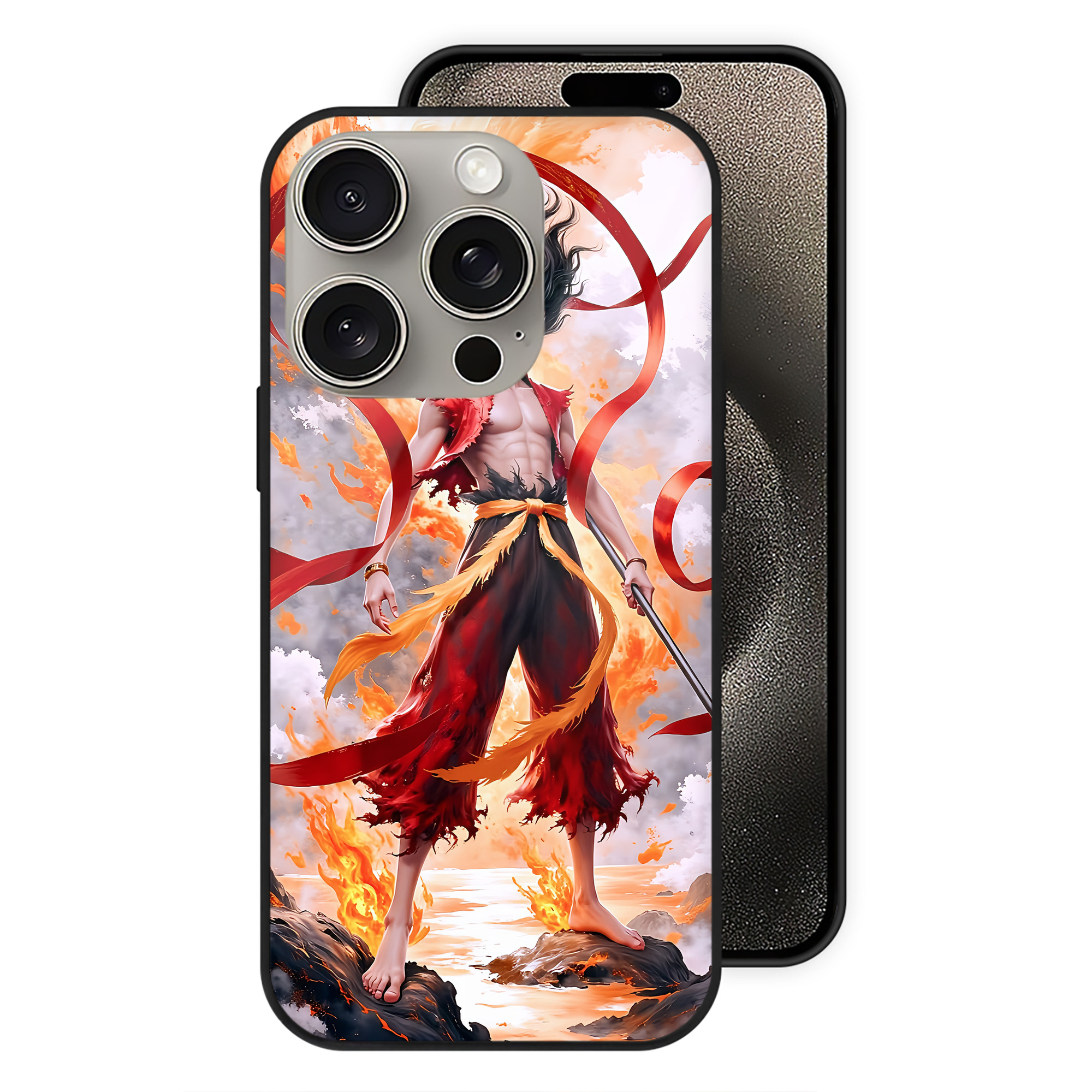 （画像用） Ne Zha 2 ナタ 魔童の大暴れ 【iPhone15Pro対応】スマホケース 耐衝撃＆黄変防止 背面ガラス