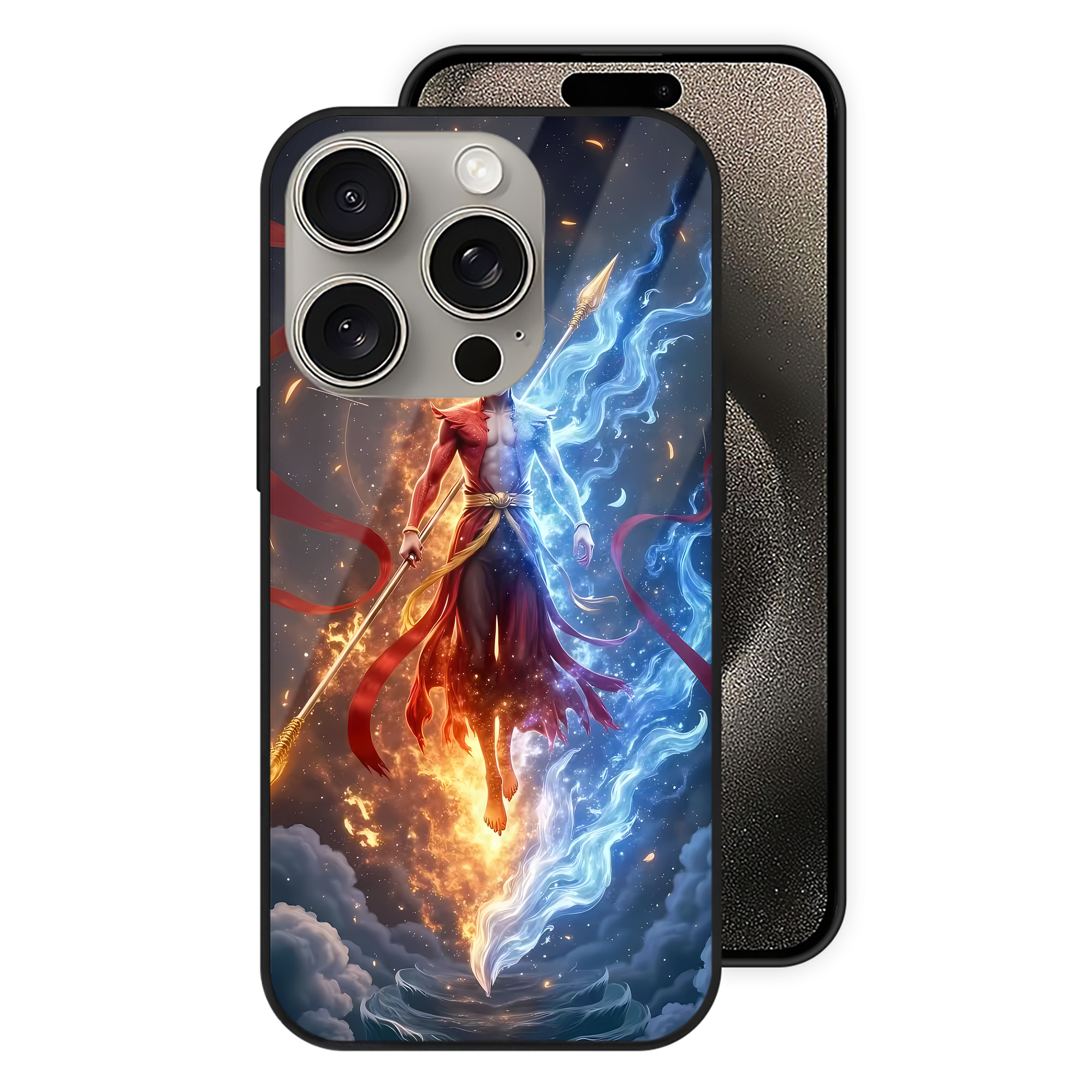 （画像用） Ne Zha 2 ナタ 魔童の大暴れ 【iPhone15Pro対応】スマホケース 耐衝撃＆黄変防止 背面ガラス