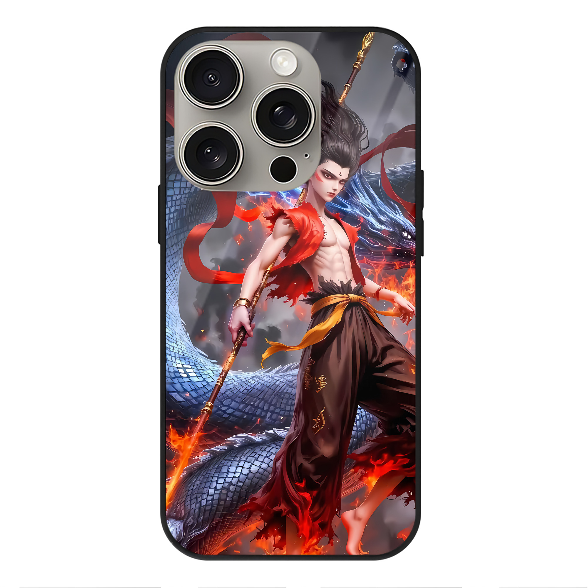 （画像用） Ne Zha 2 ナタ 魔童の大暴れ 【iPhone15Pro対応】スマホケース 耐衝撃＆黄変防止 背面ガラス