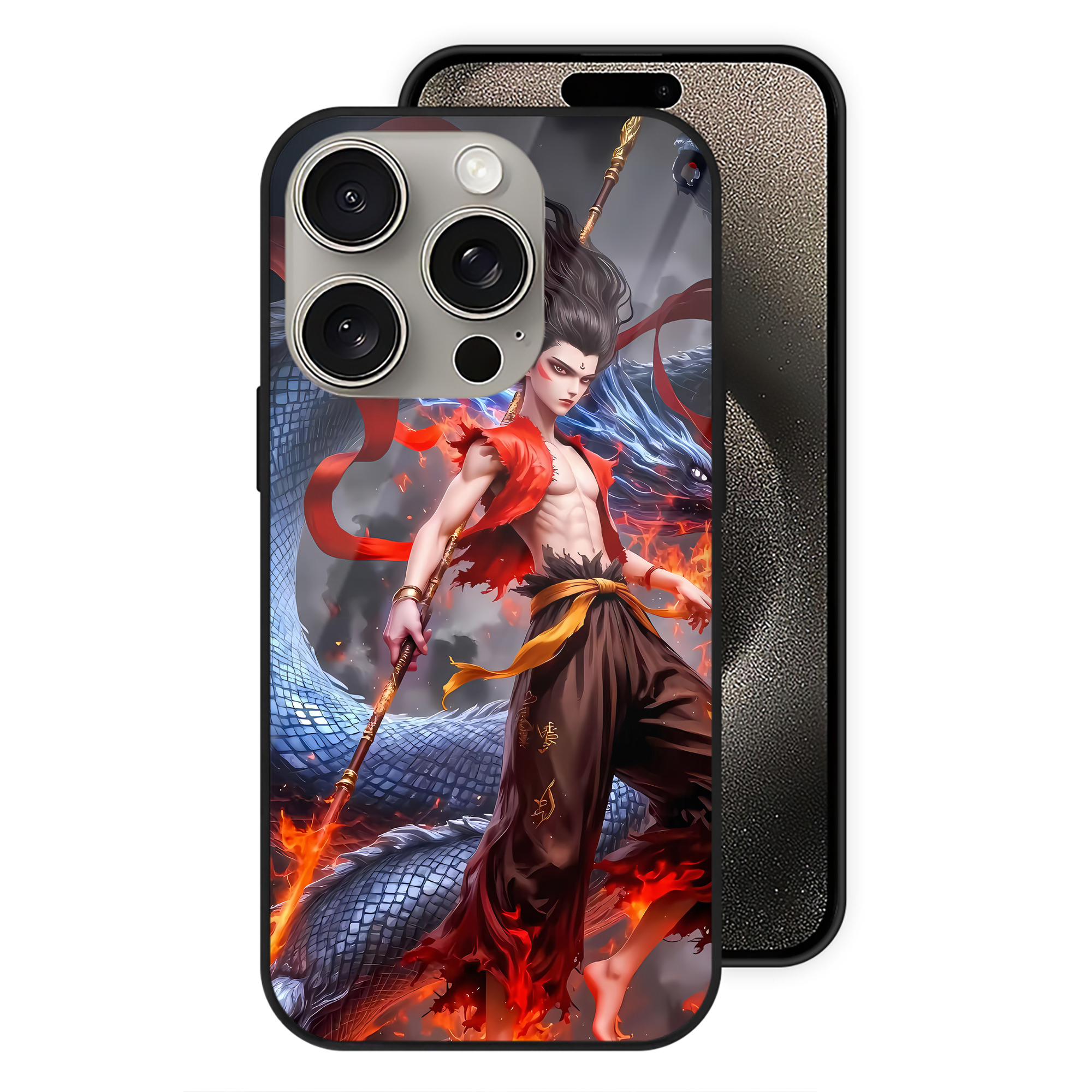 （画像用） Ne Zha 2 ナタ 魔童の大暴れ 【iPhone15Pro対応】スマホケース 耐衝撃＆黄変防止 背面ガラス