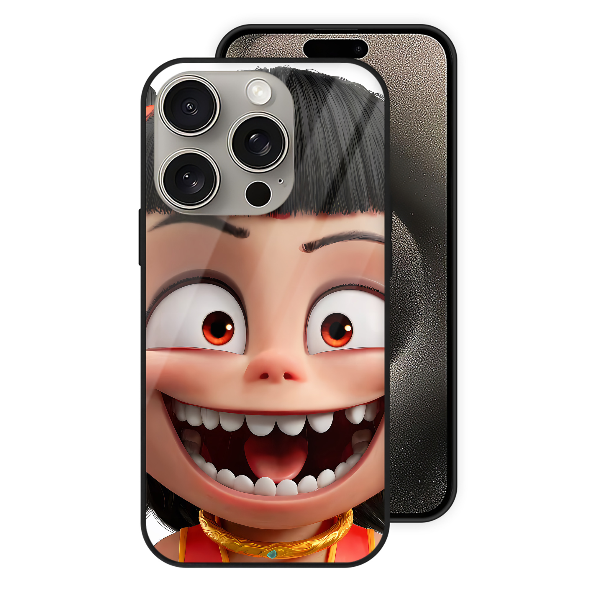 （画像用） Ne Zha 2 ナタ 魔童の大暴れ 【iPhone15Pro対応】スマホケース 耐衝撃＆黄変防止 背面ガラス